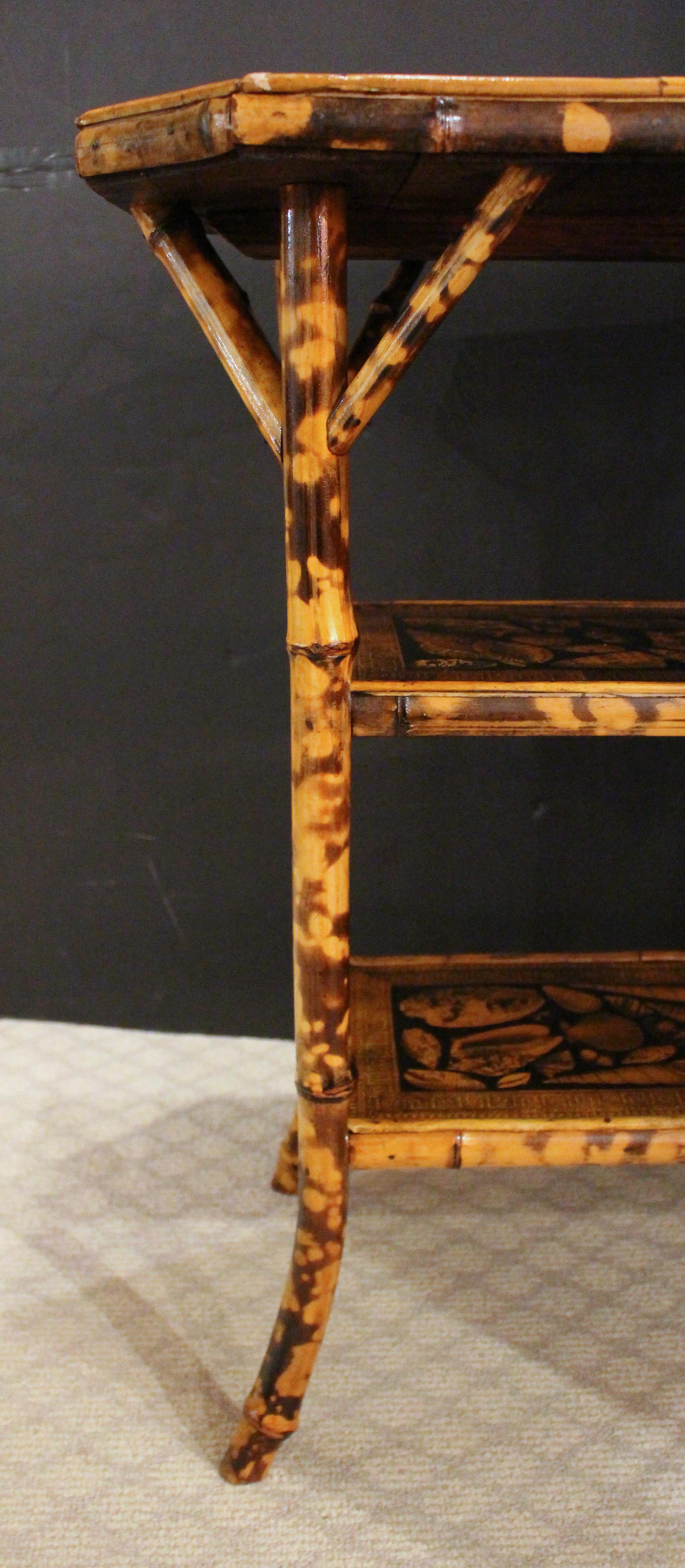 19th Century c. 1880s English Bamboo Three Tier Side Table