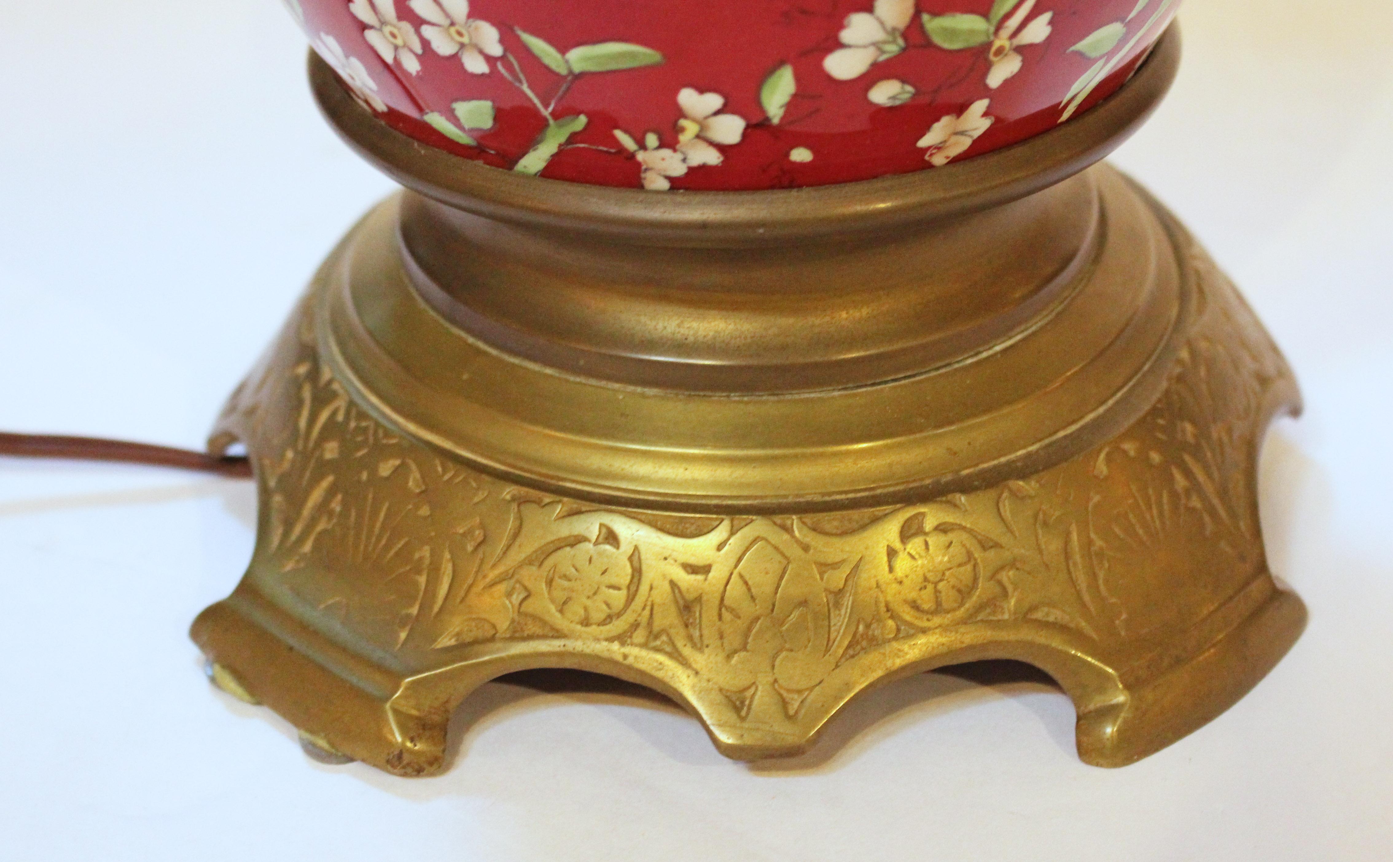 C. 1880s Likely English Aesthetic Movement Electrified Oil Lamp Base In Good Condition For Sale In Chapel Hill, NC