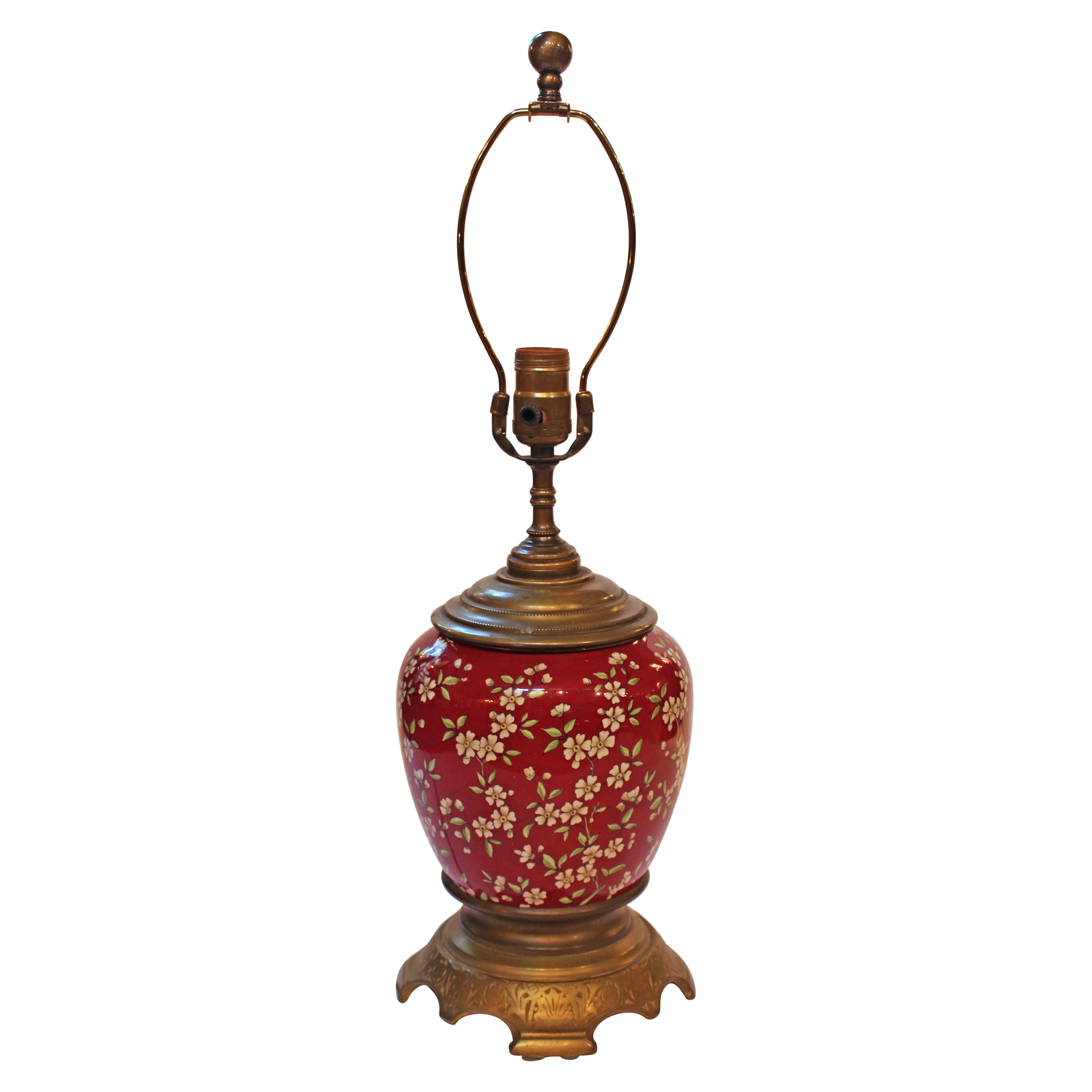 C. 1880 Probablement Anglais Aesthetic Movement Base de lampe à huile électrifiée en vente