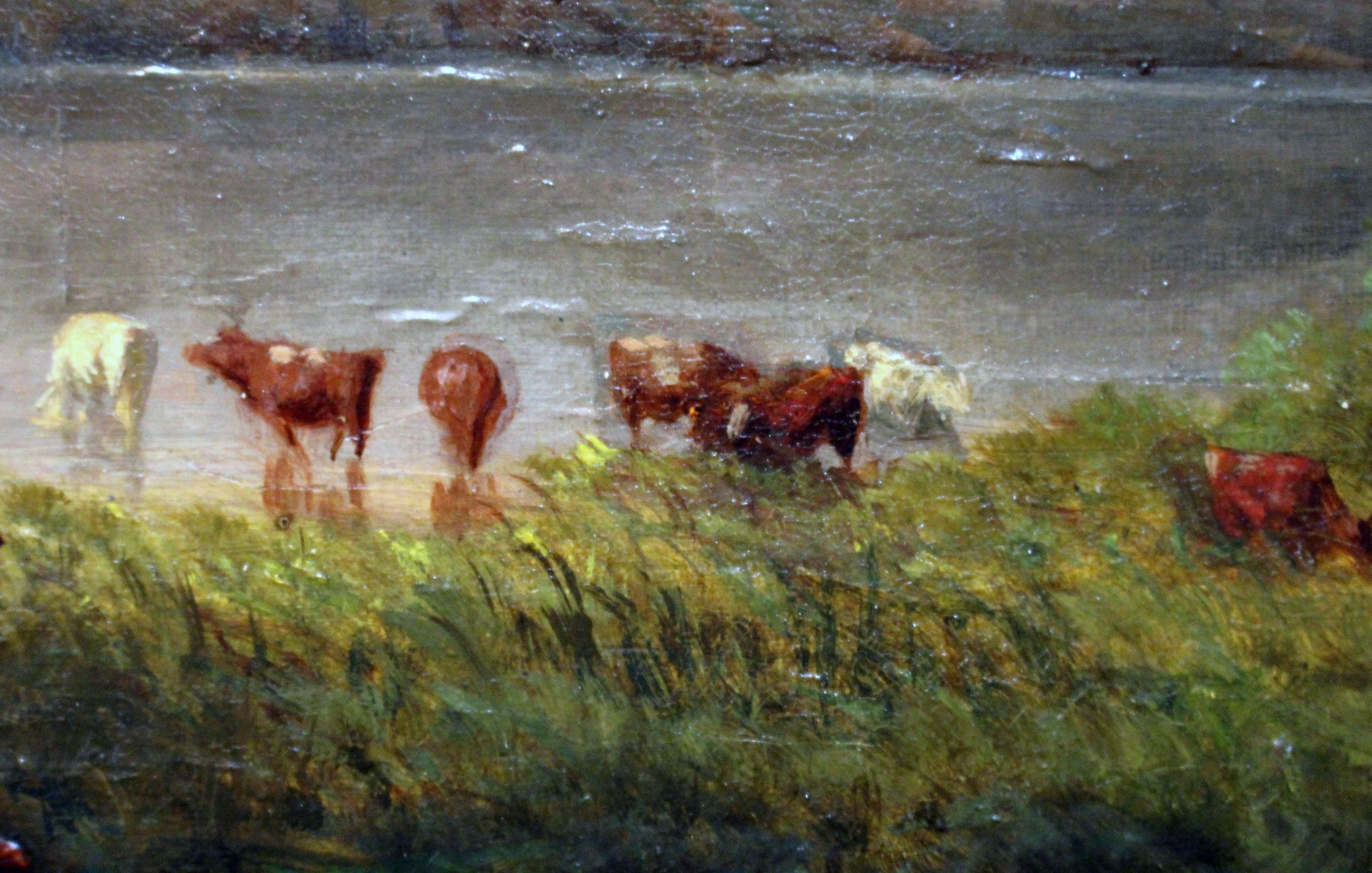c. 1880 Óleo sobre lienzo Pintura de escena lacustre de George Lafayette Clough en Bueno estado para la venta en Chapel Hill, NC