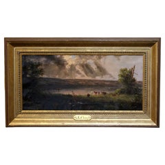 c. Dipinto su tela del 1880 con scena di lago di George Lafayette Clough
