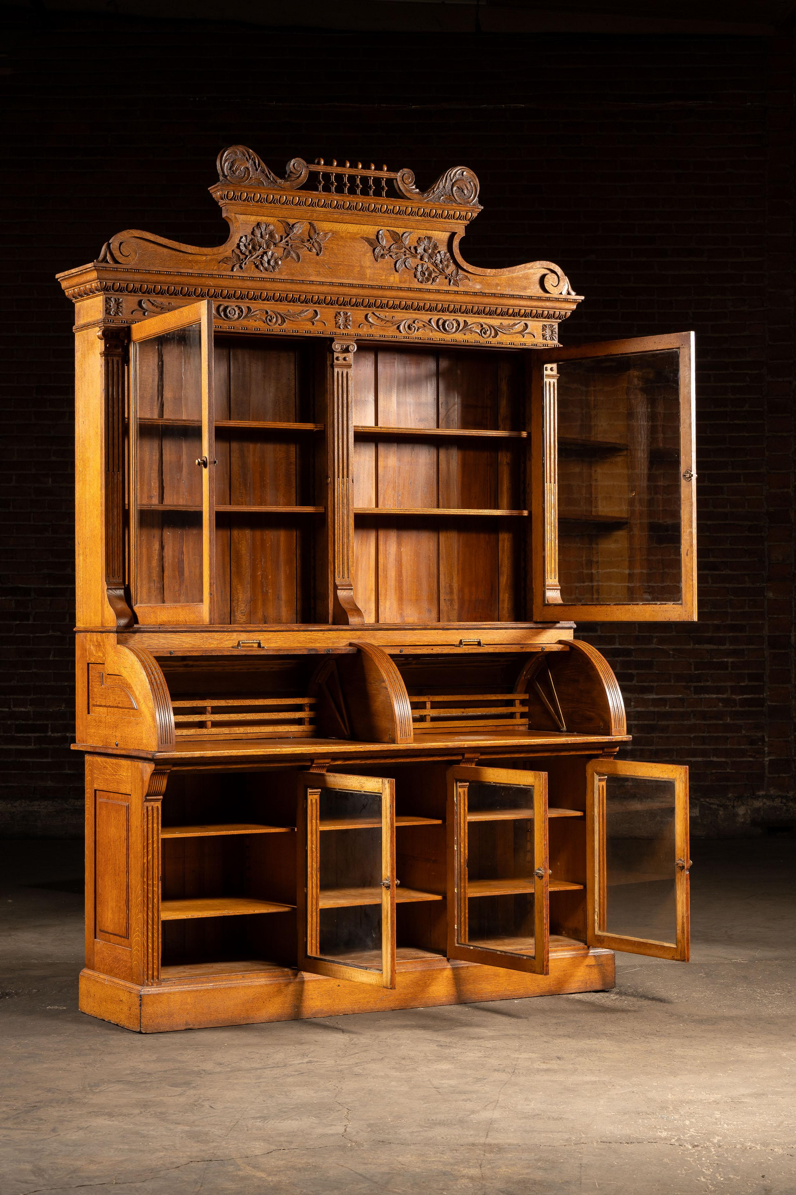 c. 1885 High Victorian Oak Jewelry Store Display Cabinet im Angebot 7