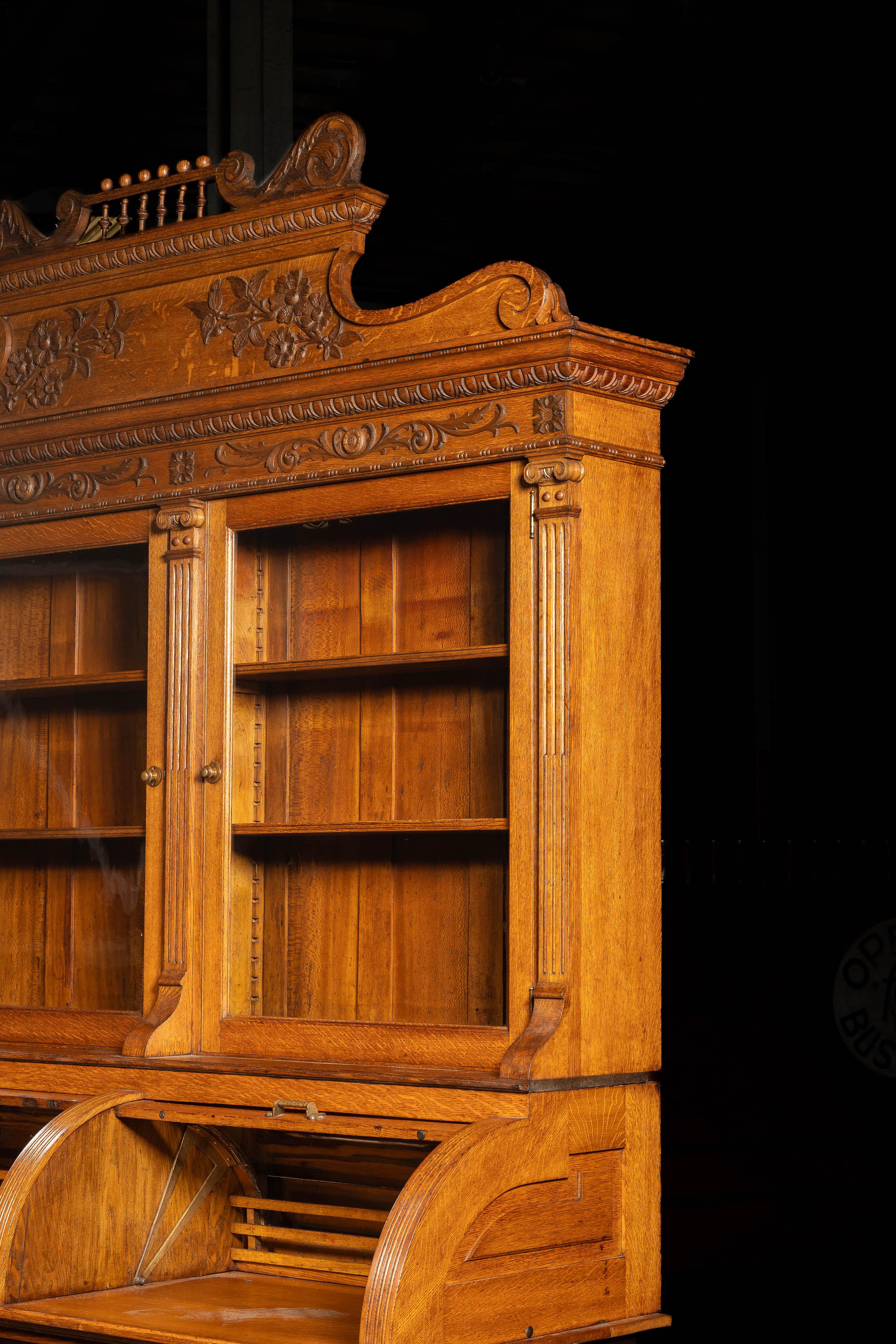 c. 1885 High Victorian Oak Jewelry Store Display Cabinet im Angebot 9