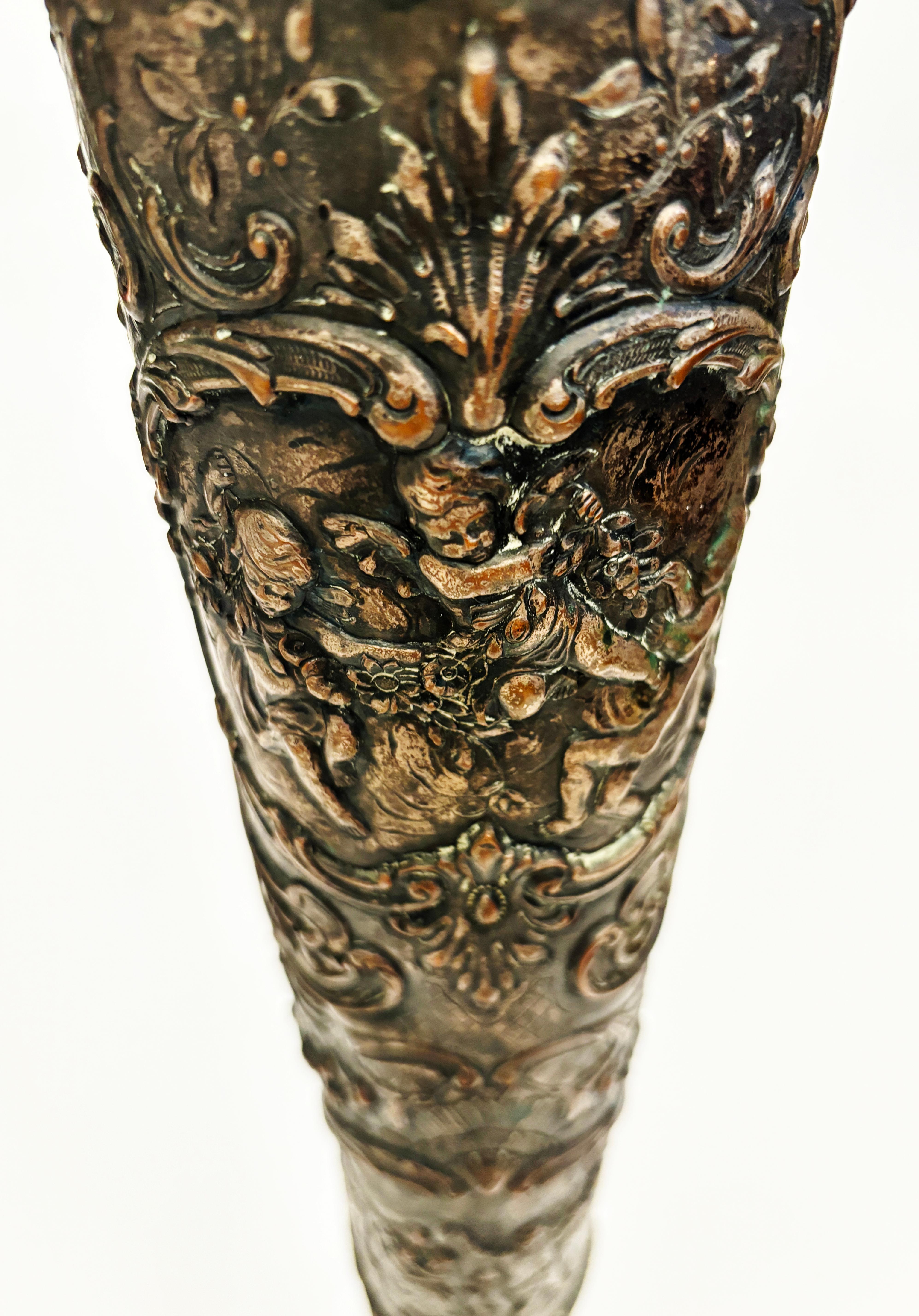 c. 1886-1900 Silver Plated Trumpet Vase with Repousse by Webster & Son, New York 4