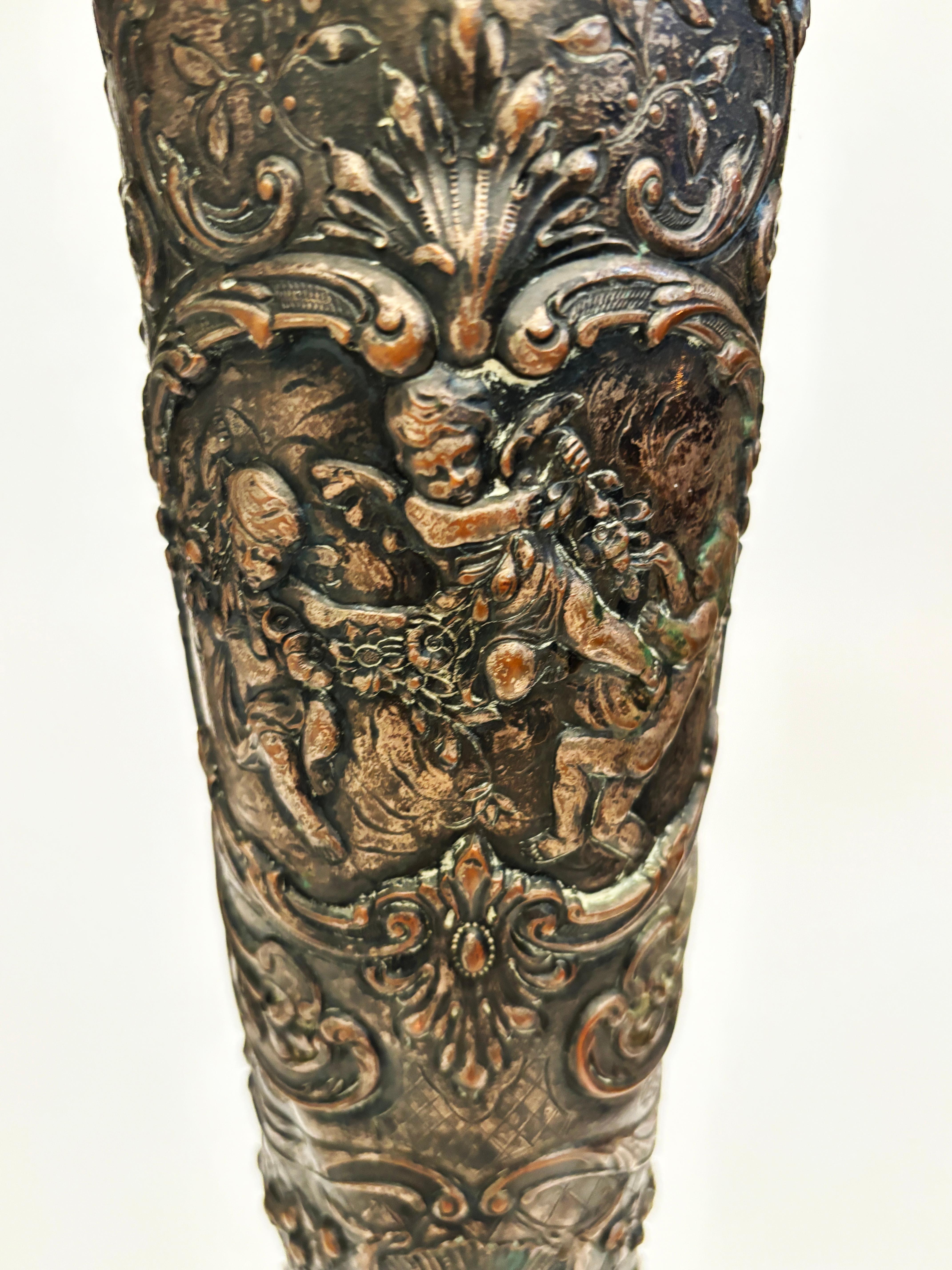 c. 1886-1900 Silver Plated Trumpet Vase with Repousse by Webster & Son, New York 5