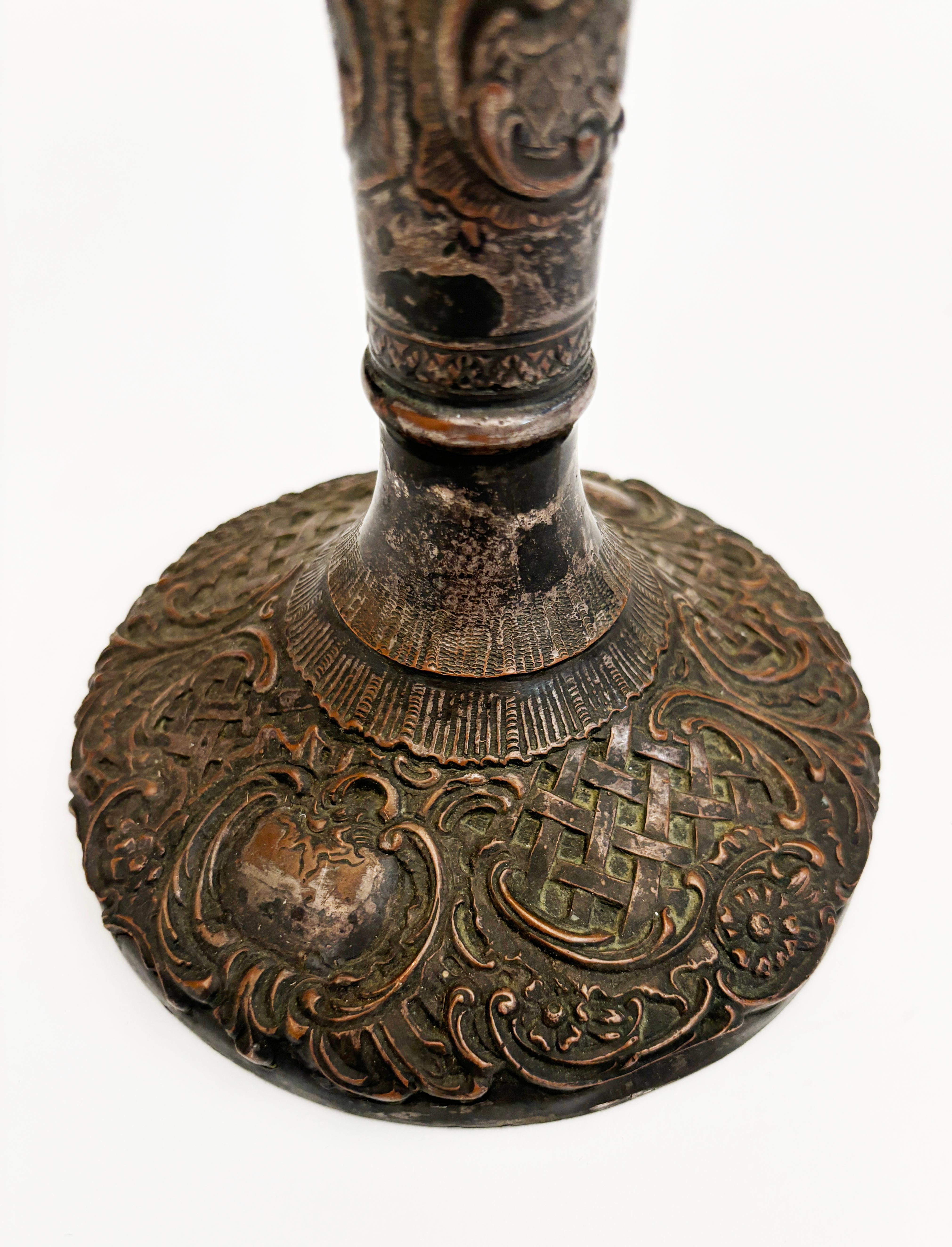 c. 1886-1900 Silver Plated Trumpet Vase with Repousse by Webster & Son, New York 10
