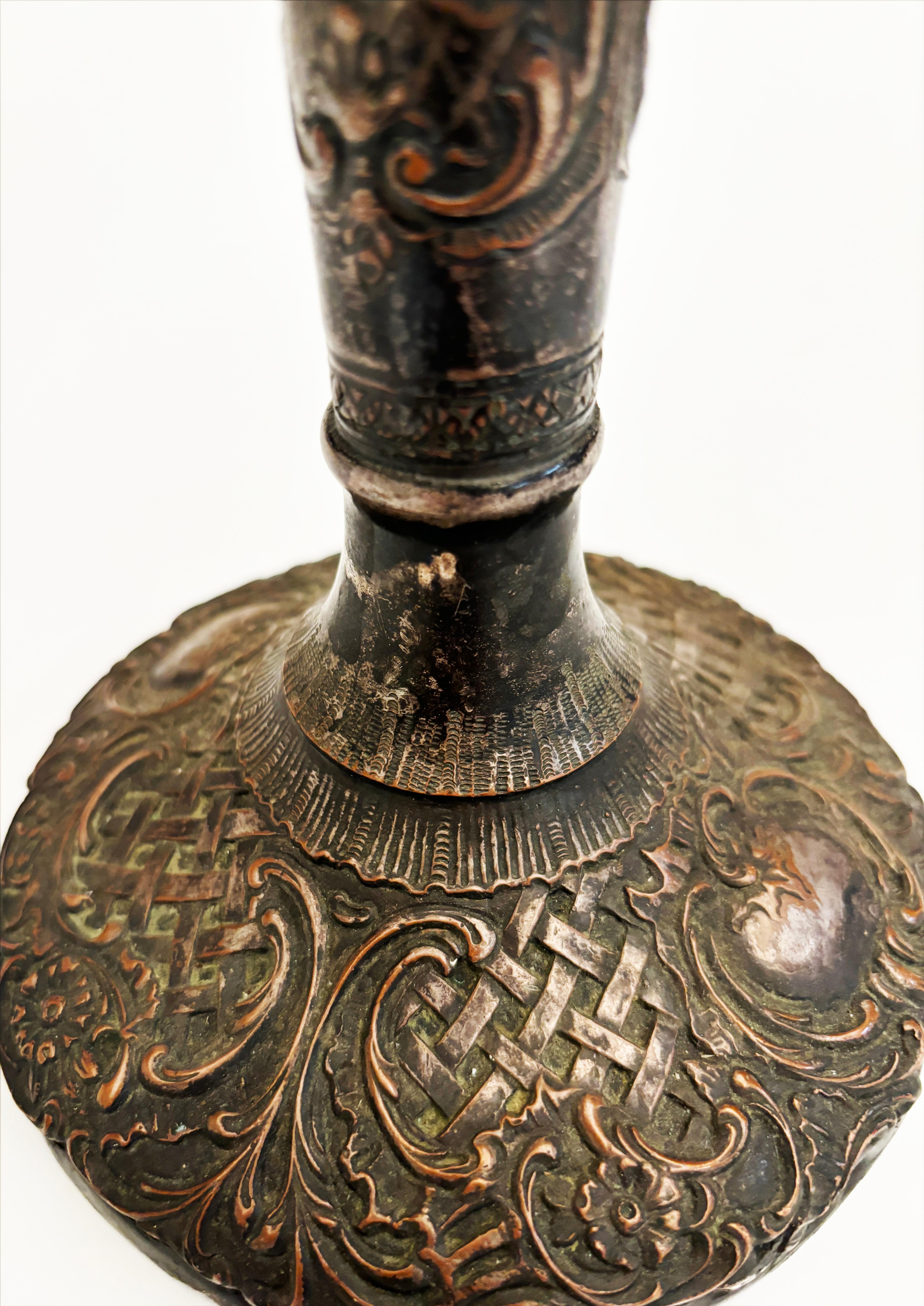 19th Century c. 1886-1900 Silver Plated Trumpet Vase with Repousse by Webster & Son, New York