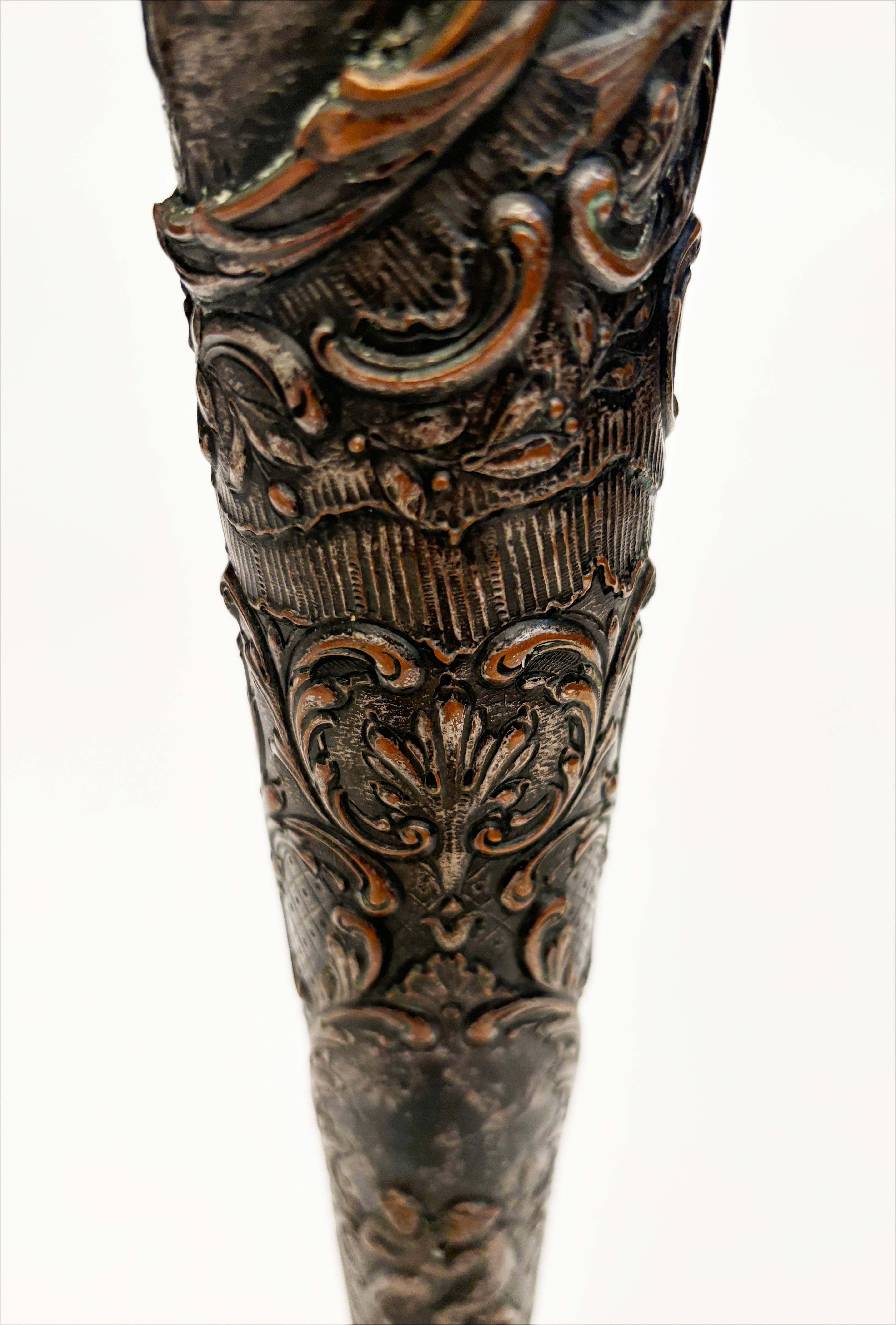 c. 1886-1900 Silver Plated Trumpet Vase with Repousse by Webster & Son, New York 1