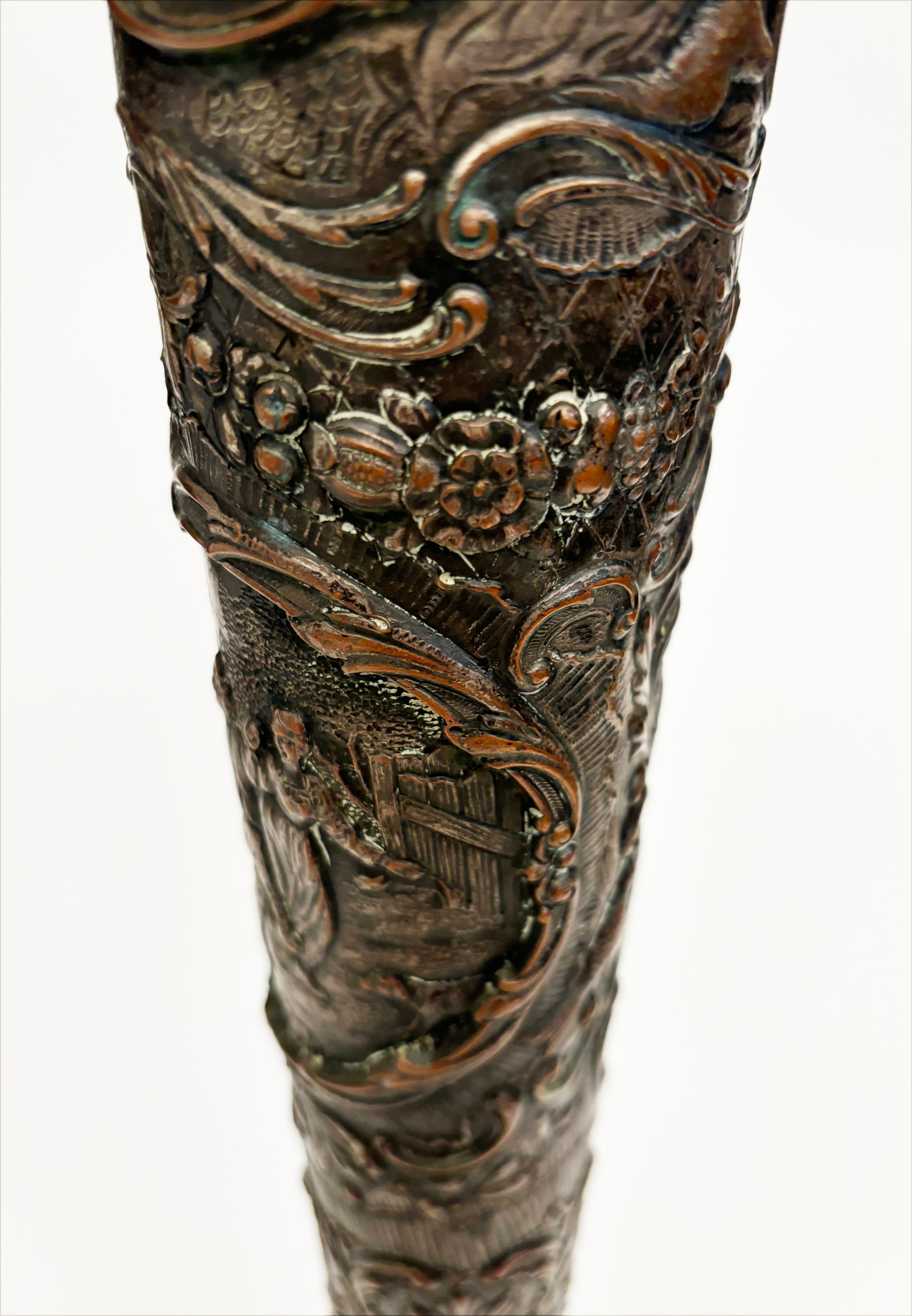 c. 1886-1900 Silver Plated Trumpet Vase with Repousse by Webster & Son, New York 2