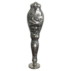 c. 1890-1900 Art Nouveau Sterling Silver Wax Seal with Muse Figure