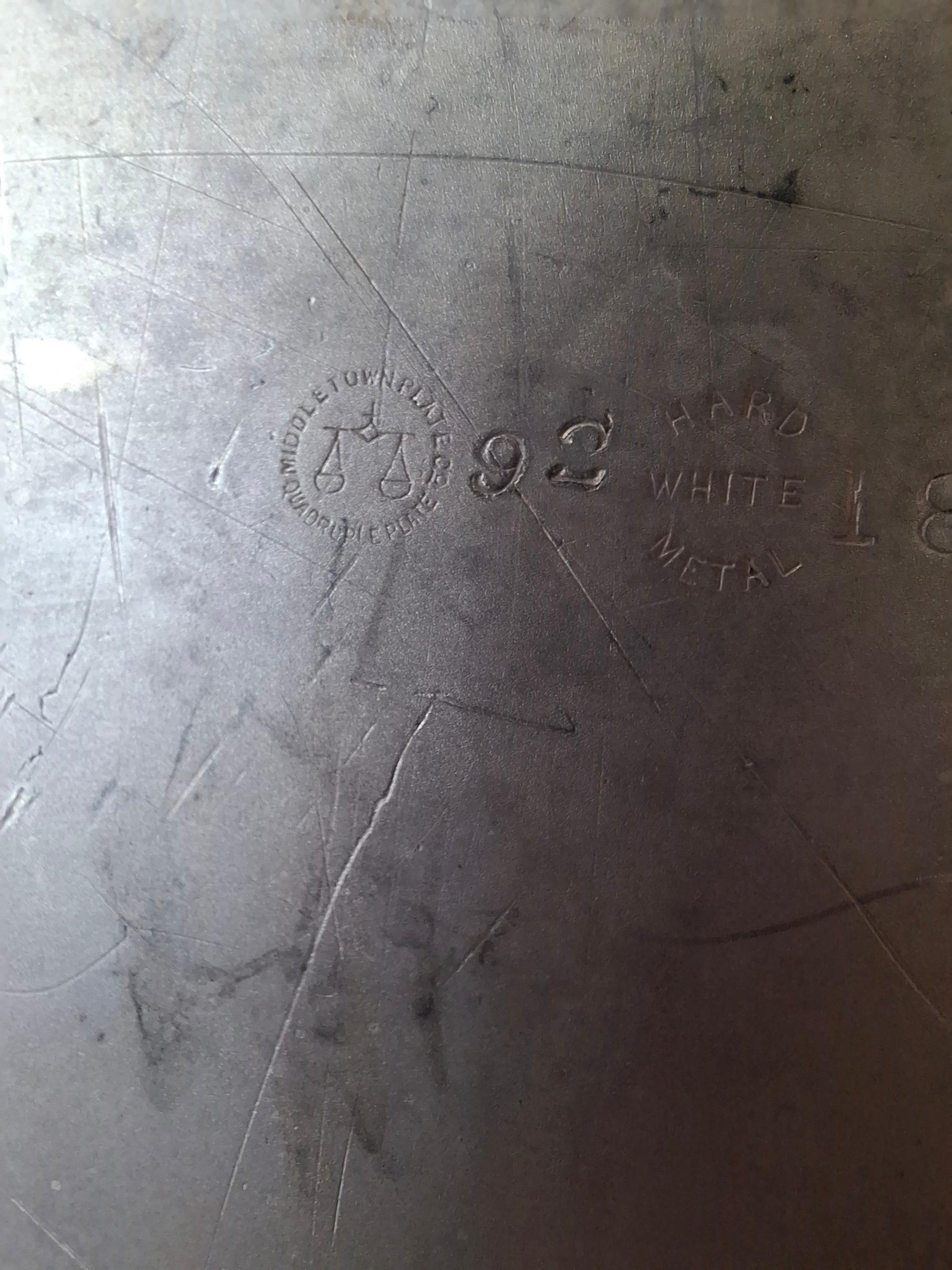 C. 1890 Middletown Silverplate Serving Tray w/ Figural Handles For Sale 11