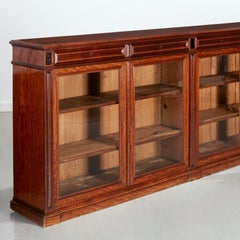 C. 1890 Monumental Victorian Parcel-Ebonized Mahogany Bookcase Cabinet, England