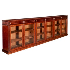C. 1890 Monumental Victorian Parcel-Ebonized Mahogany Bookcase Cabinet, England