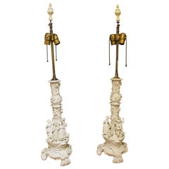 C. 1890 Pair of Meissen-Style Blanc De Chine Porcelain Lamps