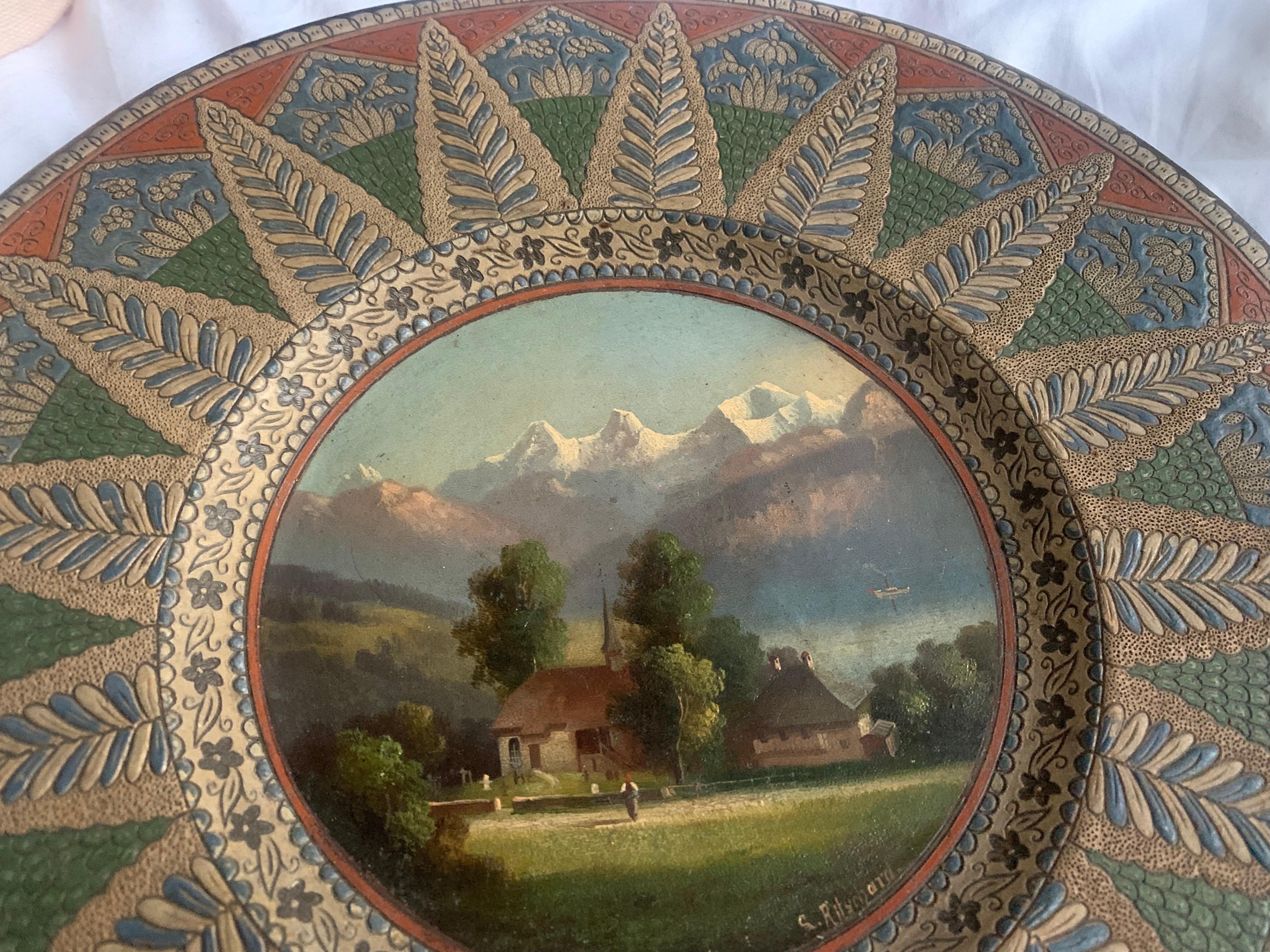 C. 1890 Thoune Swiss Plate by Louis Ritschard St.Beatenburg 1
