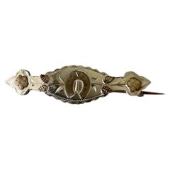 c. 1890 Victorian Sterling Silver & Gold Overlay Horseshoe Bar Brooch