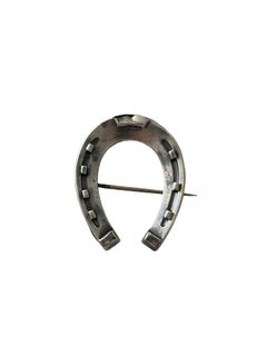 c. 1890s Antique Victorian 'Good Luck' Horseshoe Brooch in Standard Silver