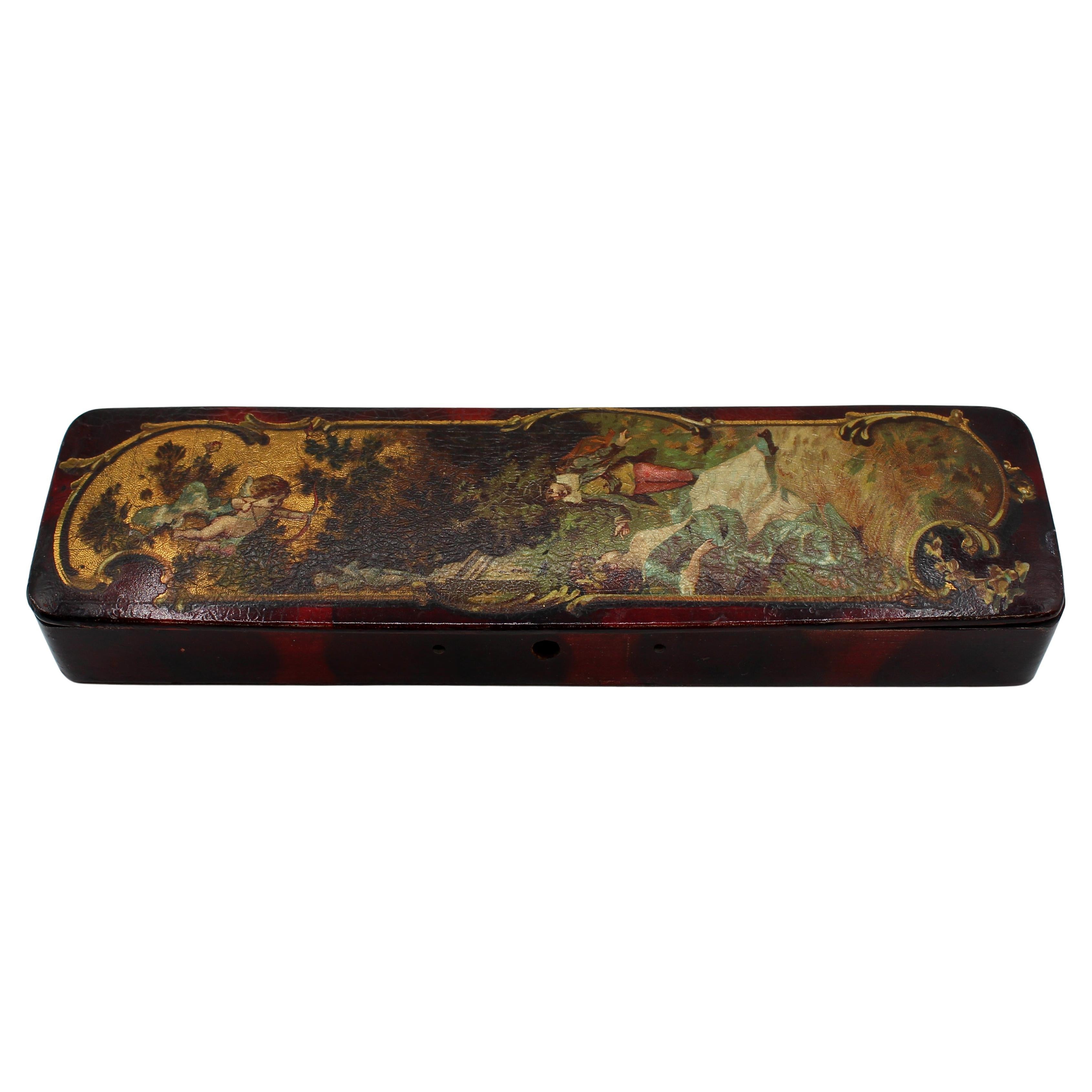 c. 1890s Continental Papier-Mâché Pen Case Box