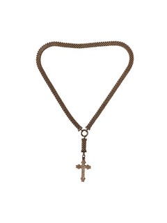 c. 1890s Victorian Gold-Filled Book Chain Necklace with Detachable Cross