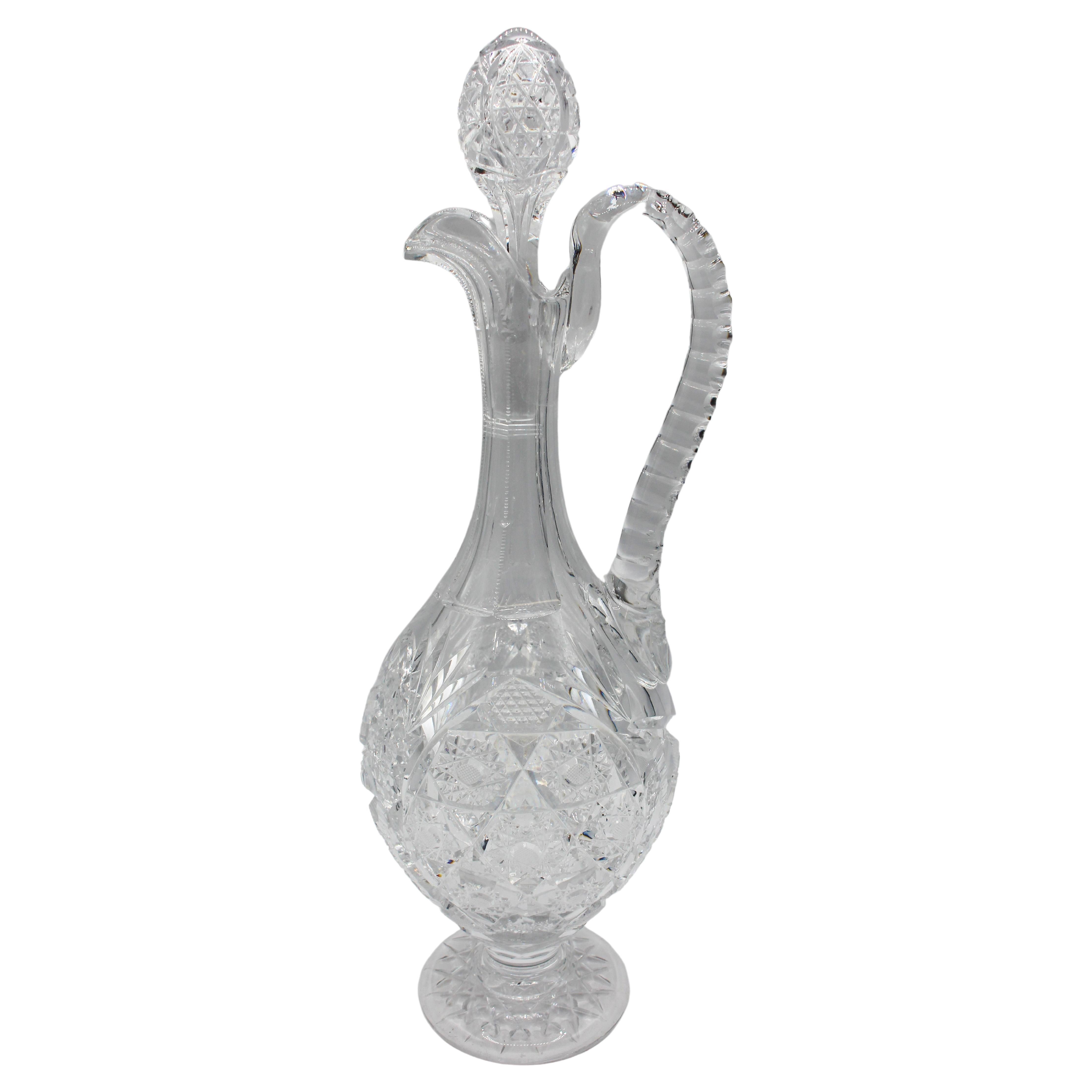 c. 1895-1905 Cut Glass Wine Ewer For Sale at 1stDibs