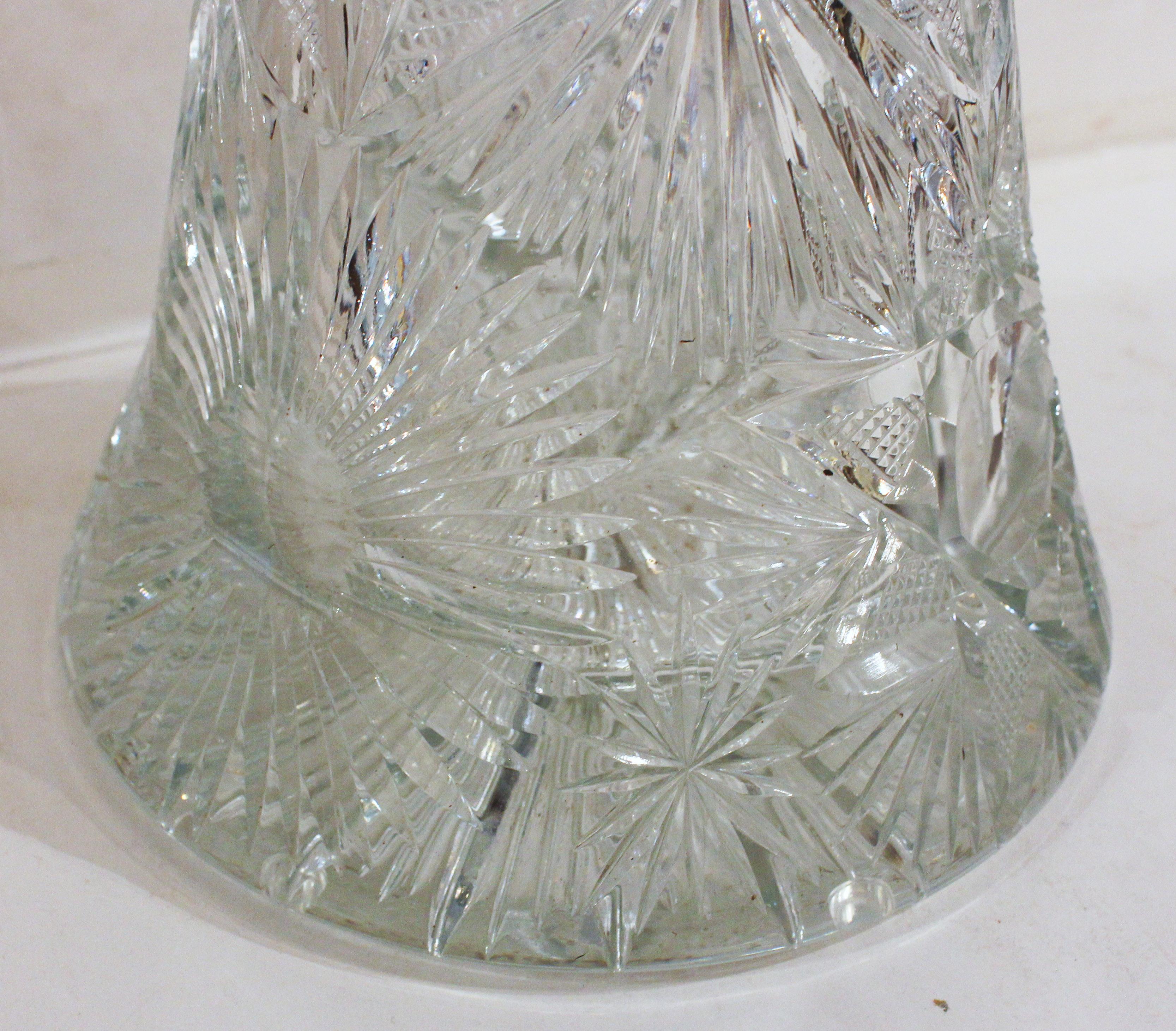 19th Century c. 1895 Hand Blown & Cut Glass Vase