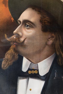 Very Large Chromolithograph Frame Poster of Buffalo Bill Cody, circa 1895