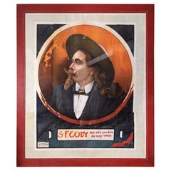 Very Large Chromolithograph Frame Poster of Buffalo Bill Cody, circa 1895