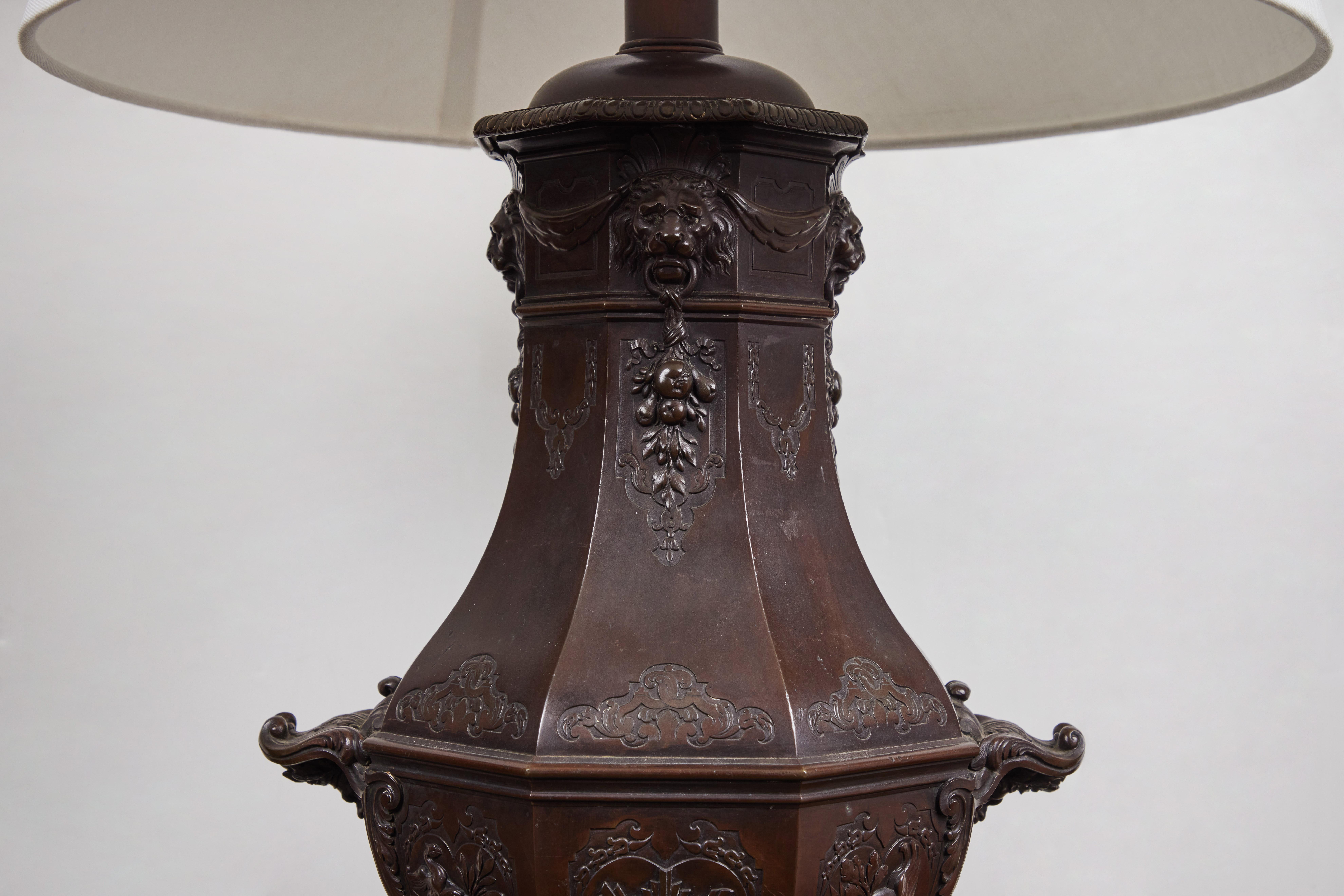 French c. 1900 Bronze Table Lamp For Sale