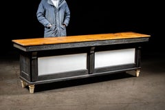 c. 1900 Butcher's Counter With Milk Glass Panels