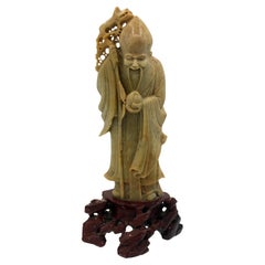 c. 1900 Chinese Soapstone Figure of Shouxing, God of Longevity