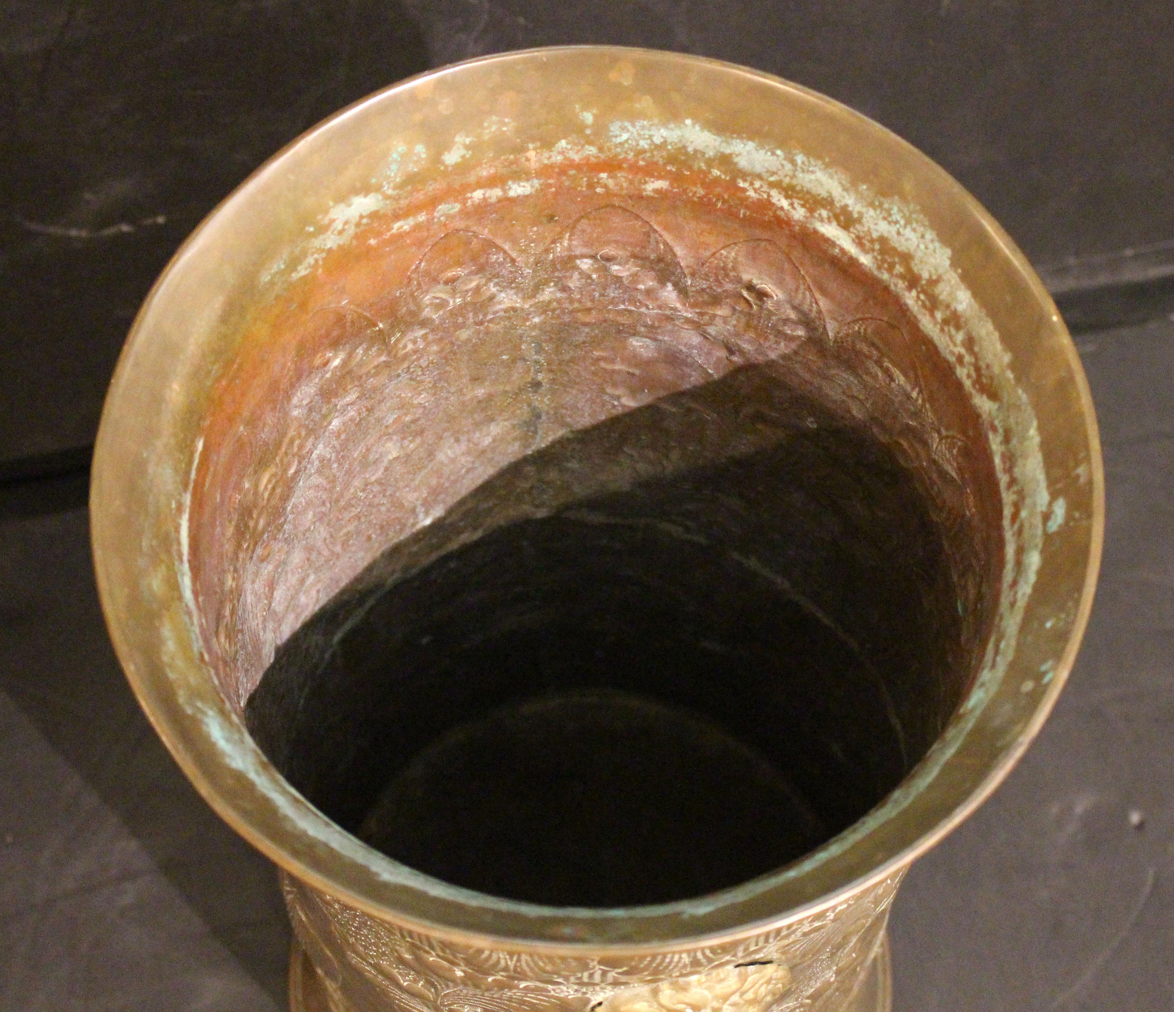 C. 1900 Dutch Brass Repousse Stick or Umbrella Stand For Sale 3