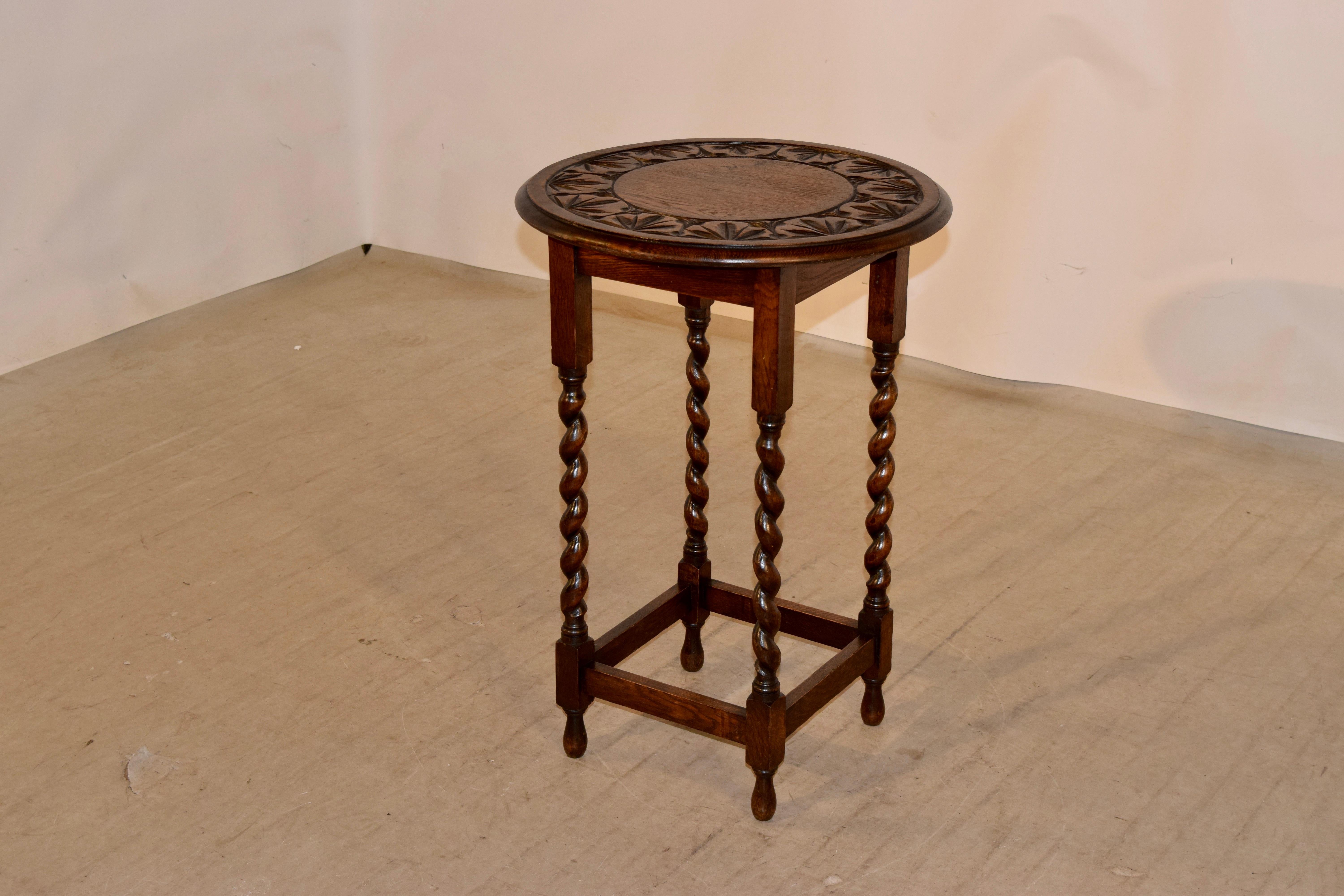 Edwardian English Oak Carved Occasional Table, circa 1900