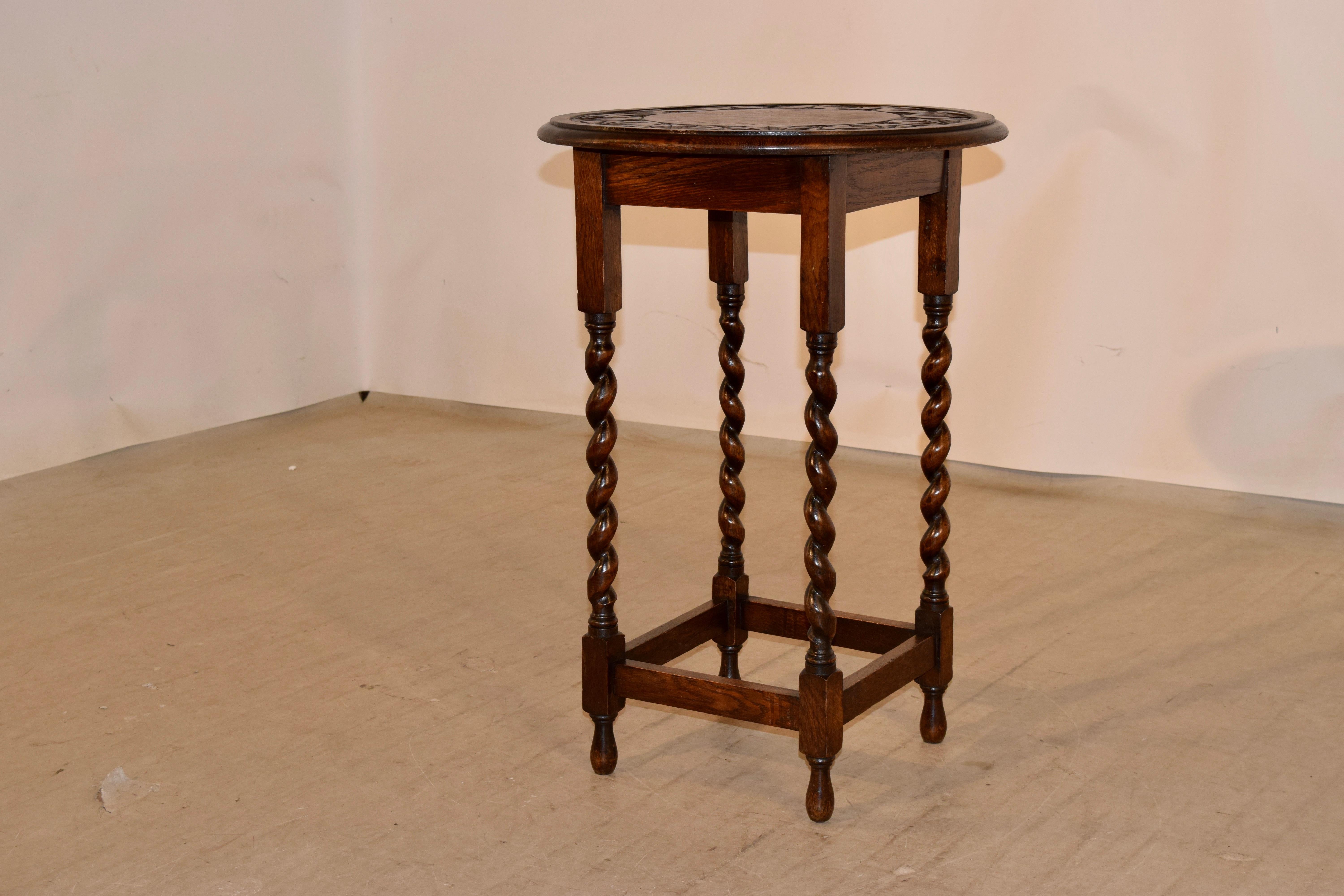 English Oak Carved Occasional Table, circa 1900 In Good Condition In High Point, NC