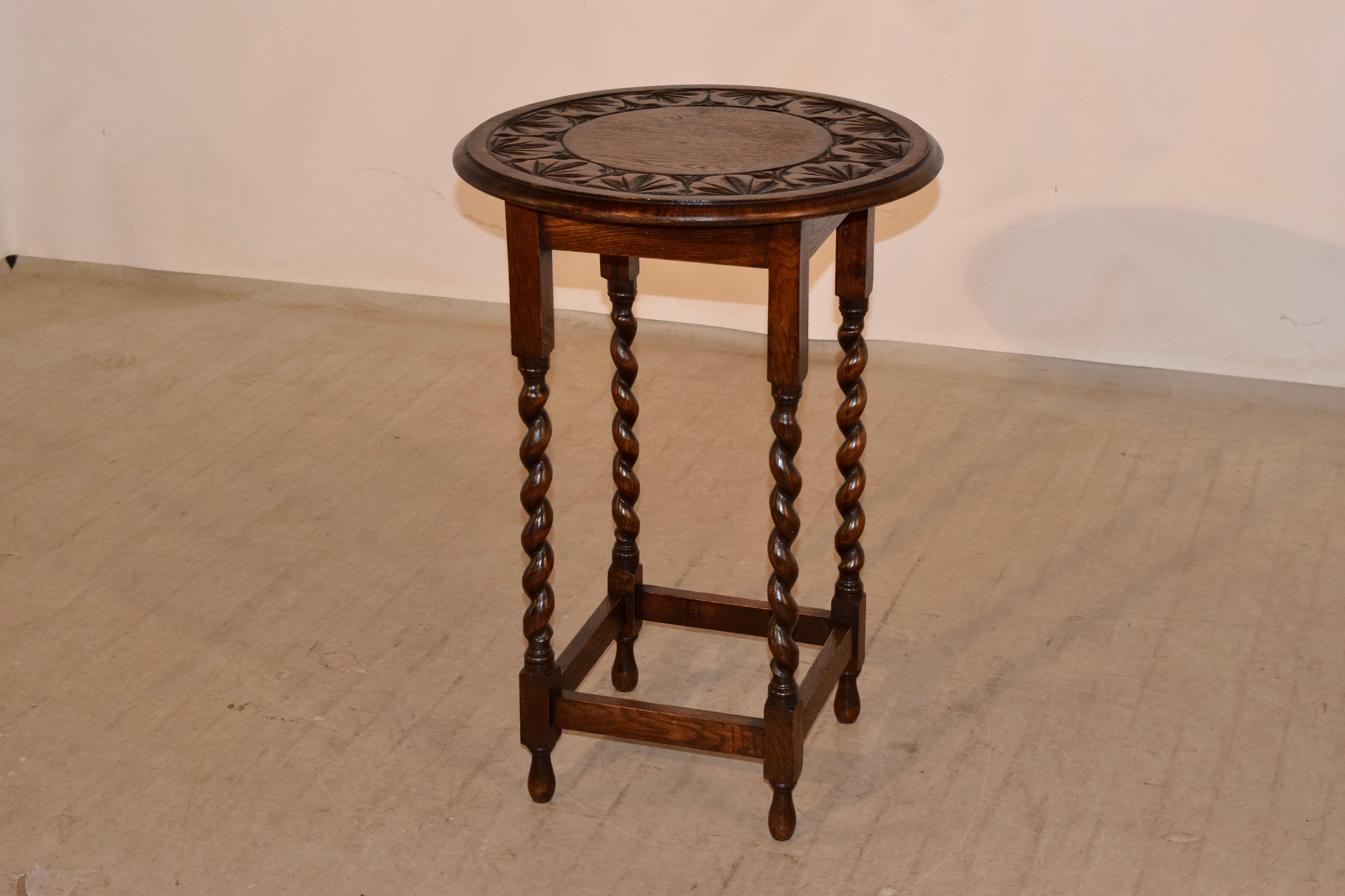 Early 20th Century English Oak Carved Occasional Table, circa 1900