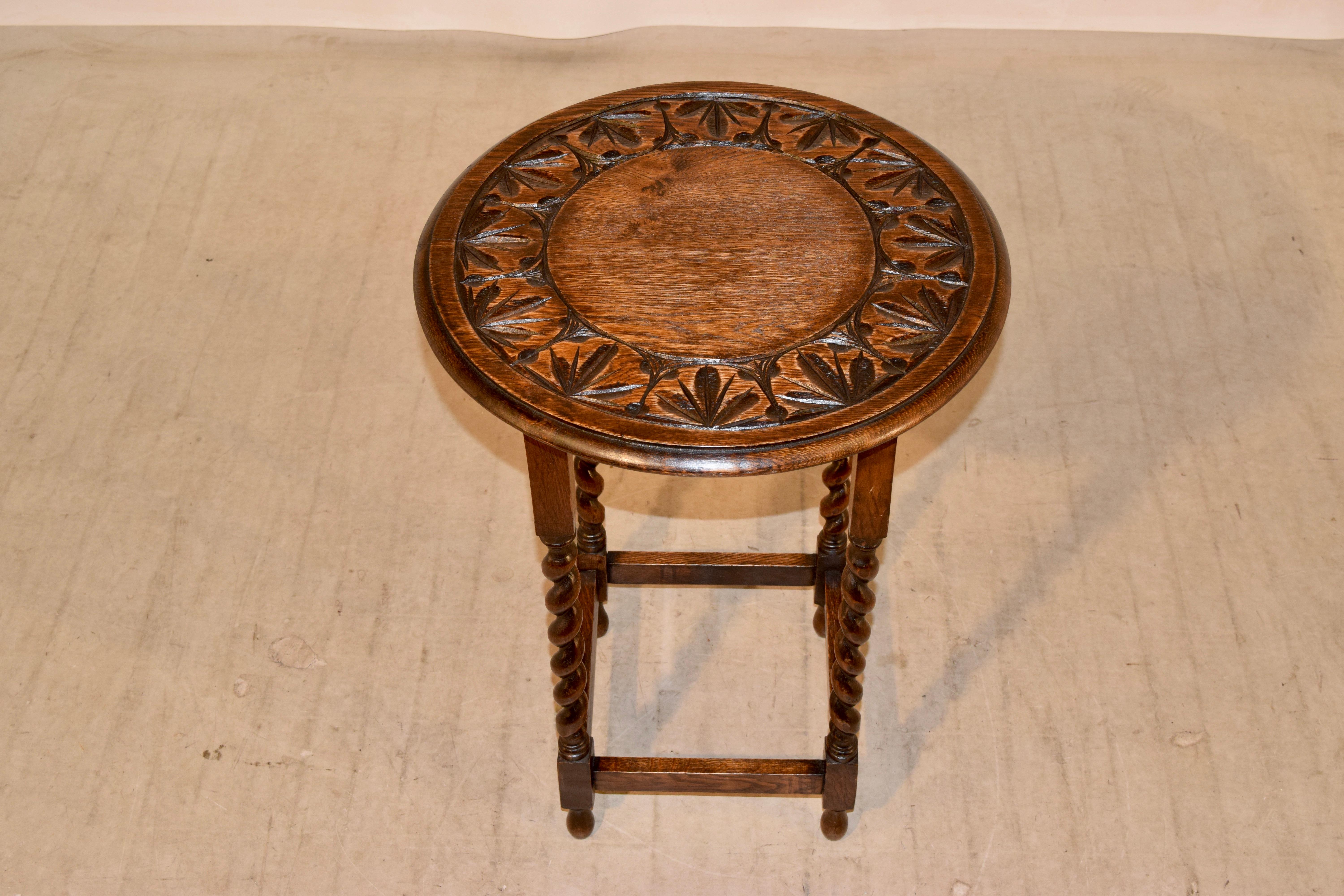 English Oak Carved Occasional Table, circa 1900 1