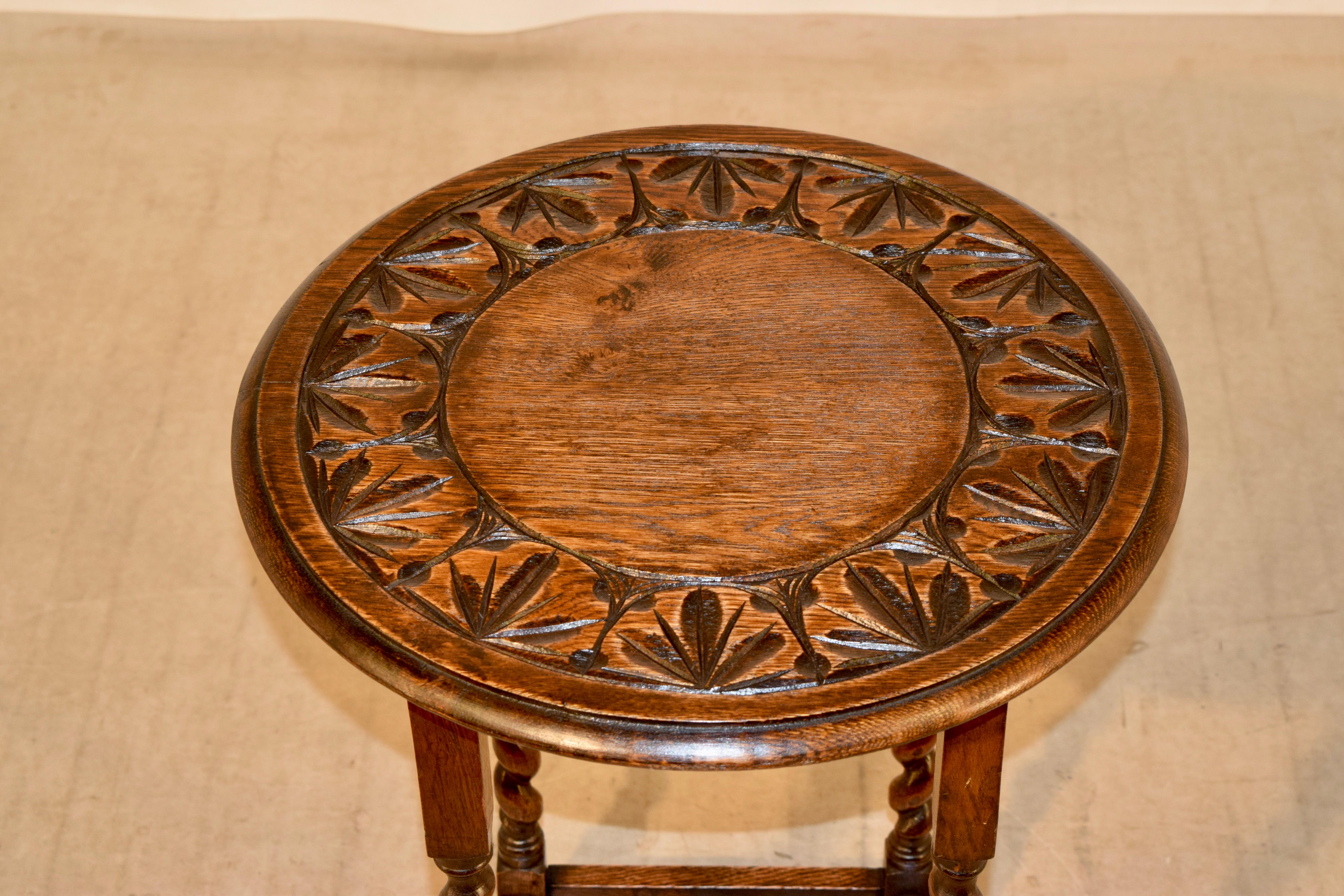 English Oak Carved Occasional Table, circa 1900 2