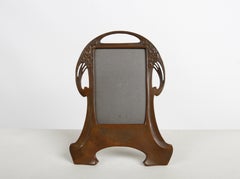 C. 1900 Französisch Art Nouveau Floral Motiv Kupfer Foto / Bilderrahmen
