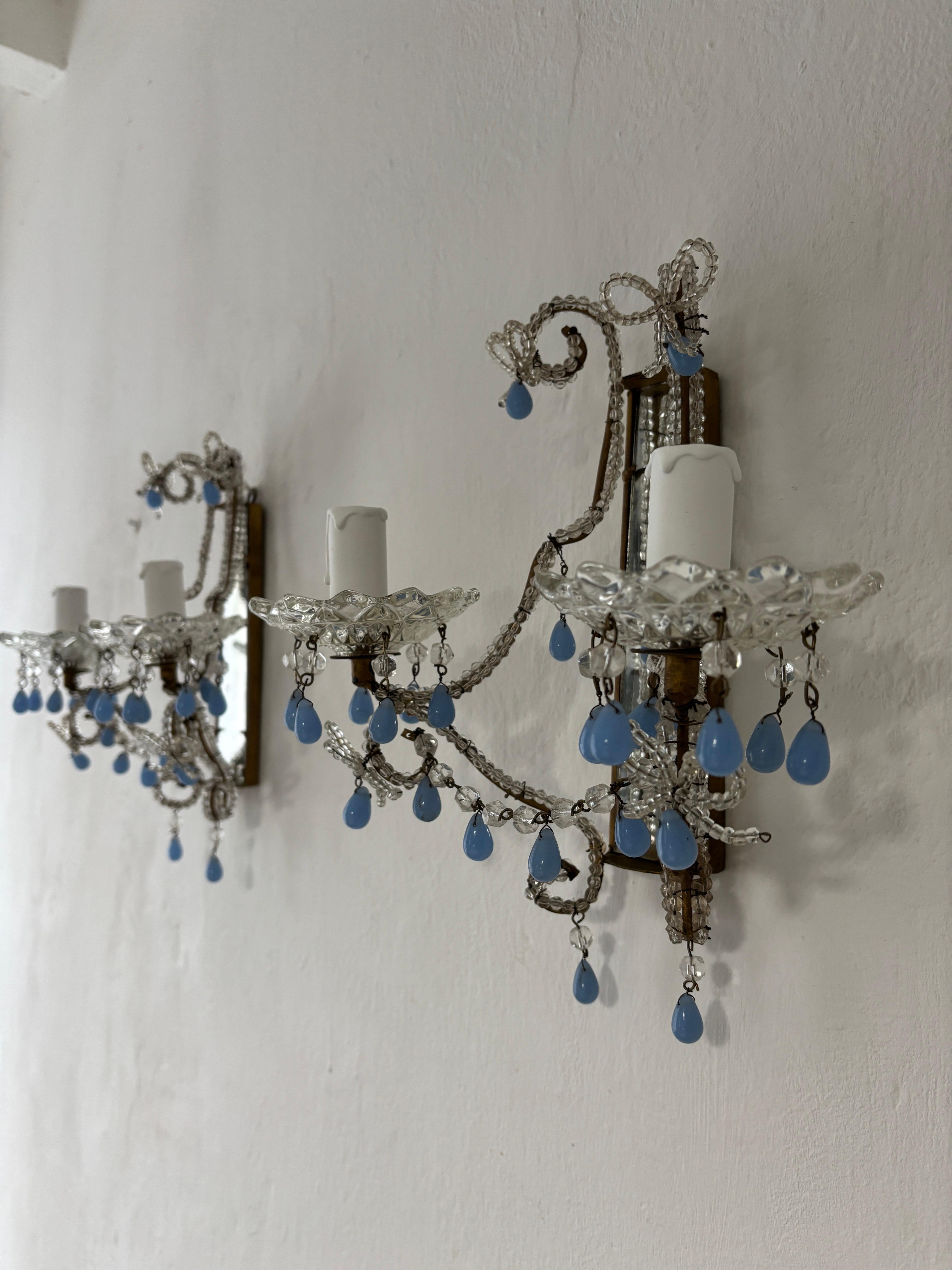 Francese c 1900 francese con perline, raro specchio a gocce di Murano, unico nel suo genere in vendita