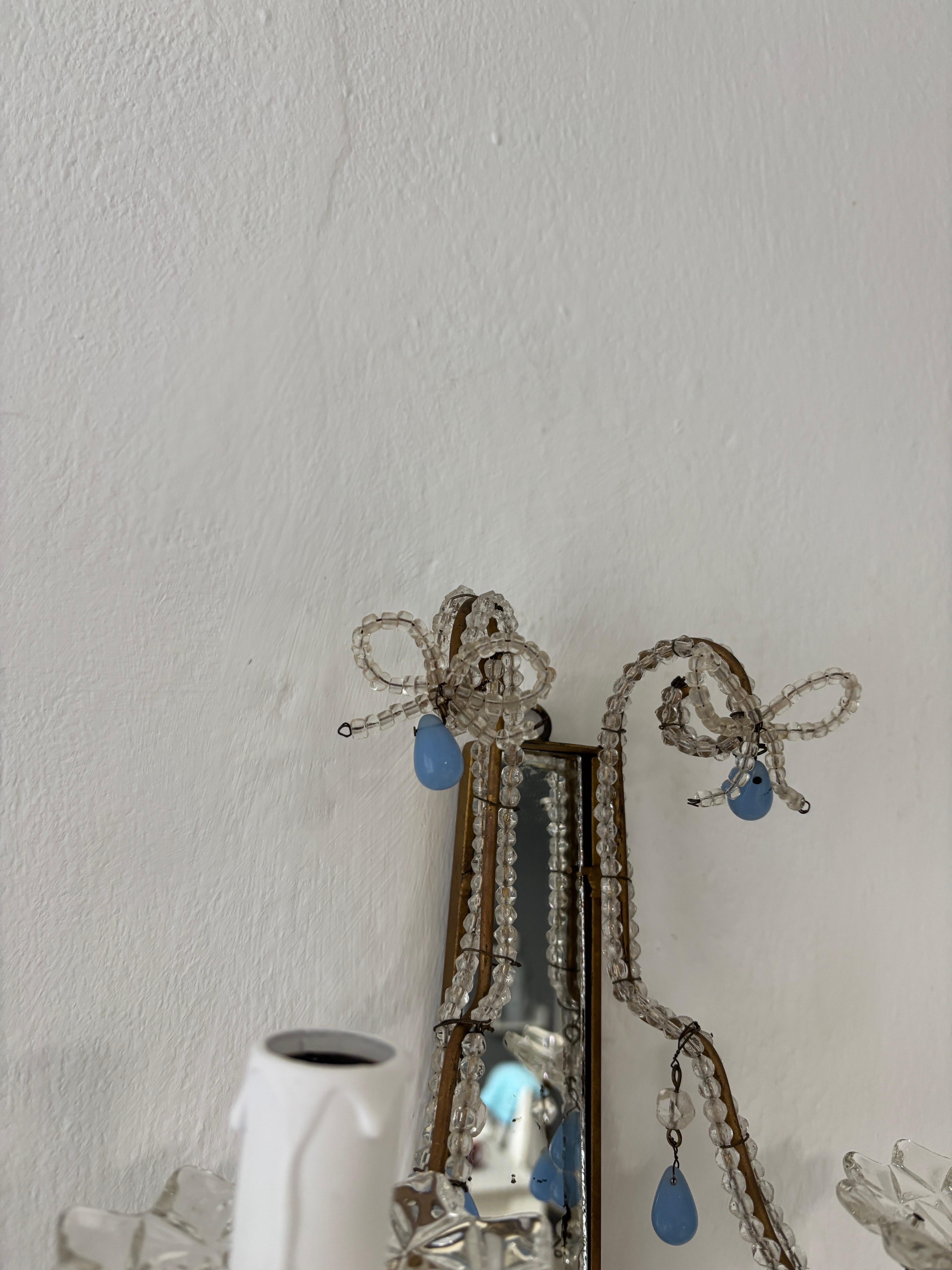 c 1900 francese con perline, raro specchio a gocce di Murano, unico nel suo genere In condizioni buone in vendita a Firenze, Toscana