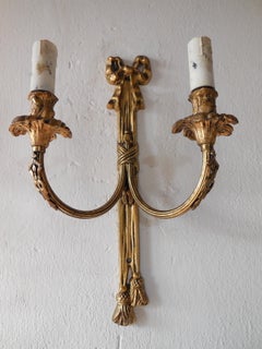 French Cast Bronze Bows & Tassels Sconces, circa 1900