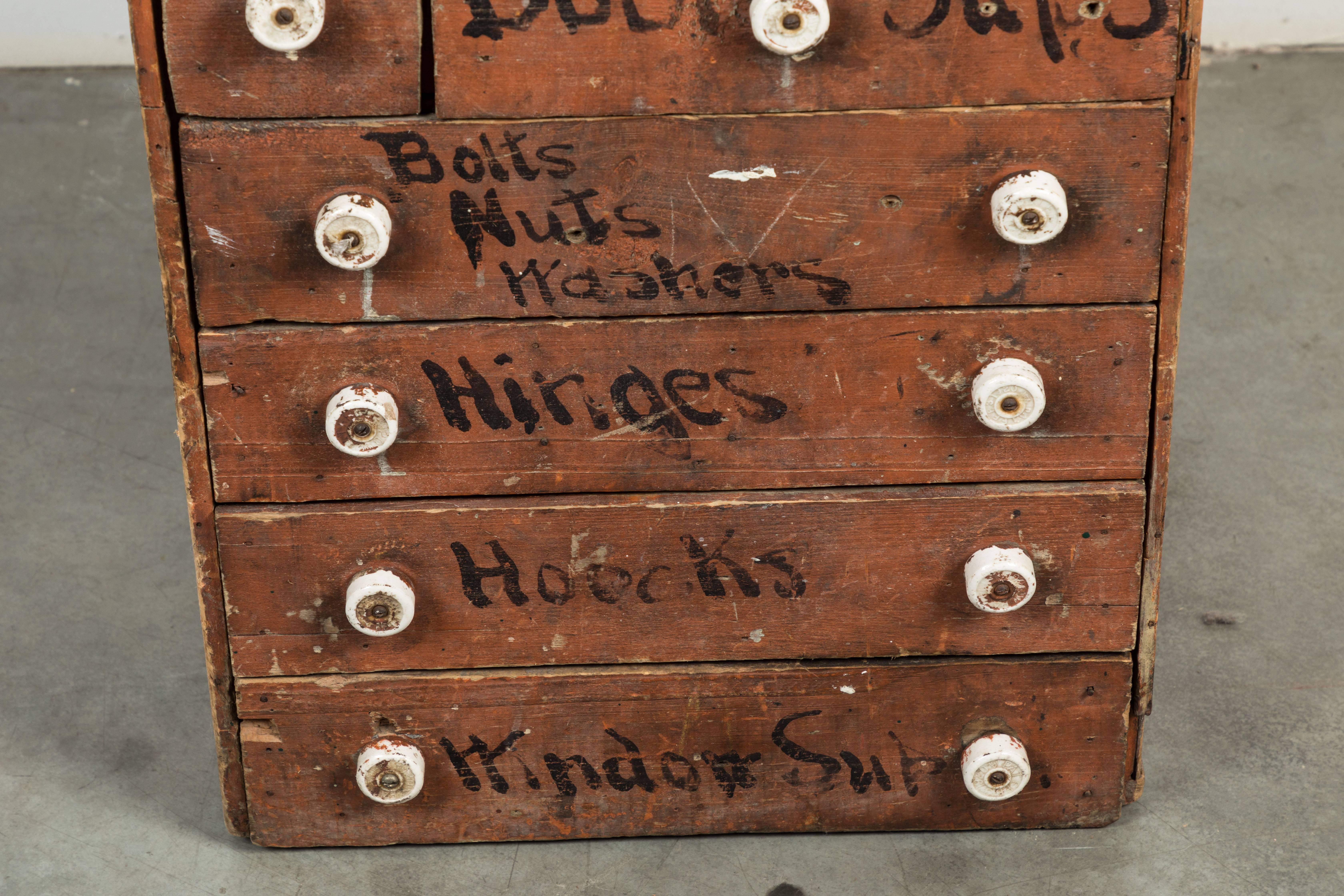 Folk Art General Store Hardware Cubby Apothecary Bins Found in the Midwest, circa 1900