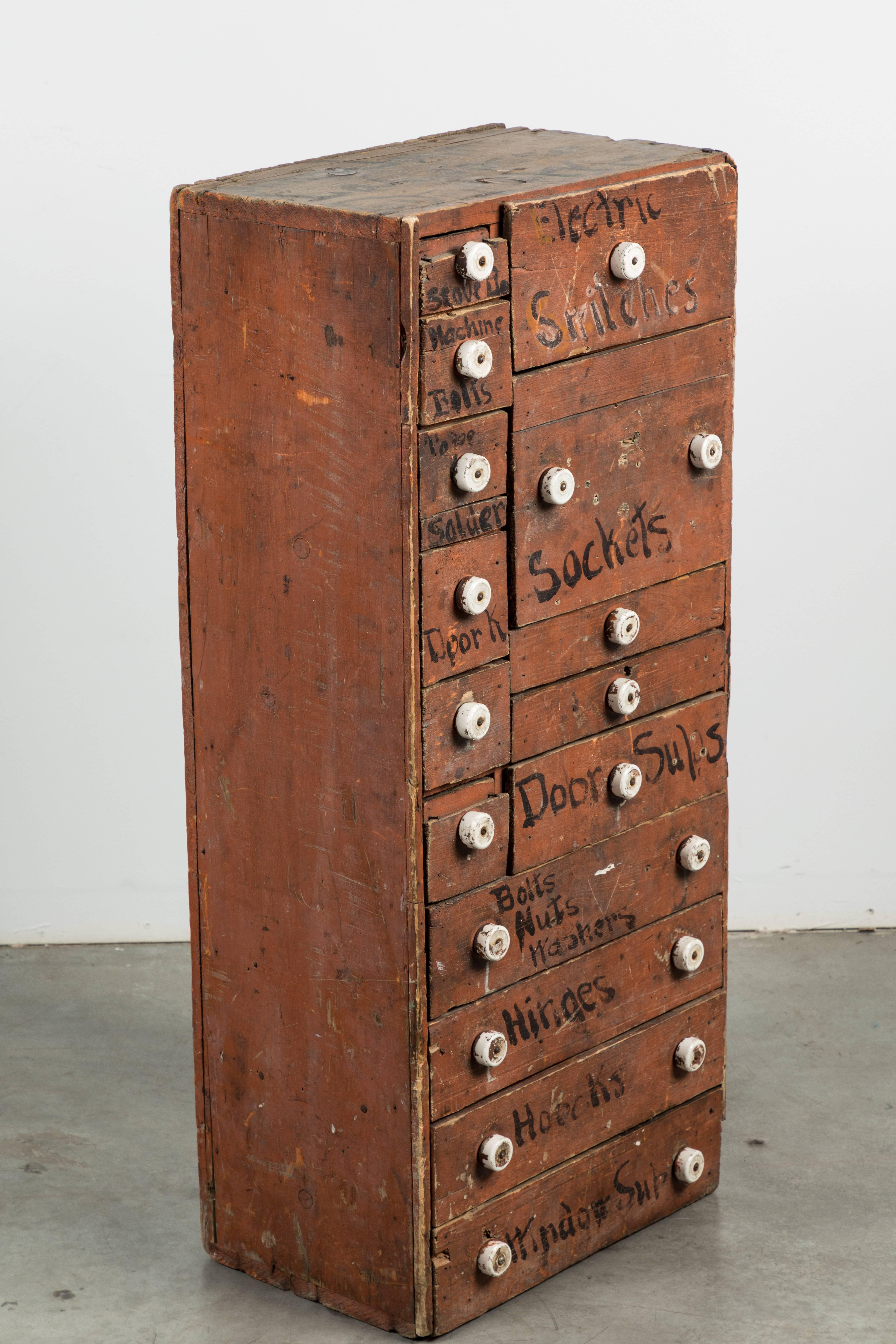 American General Store Hardware Cubby Apothecary Bins Found in the Midwest, circa 1900