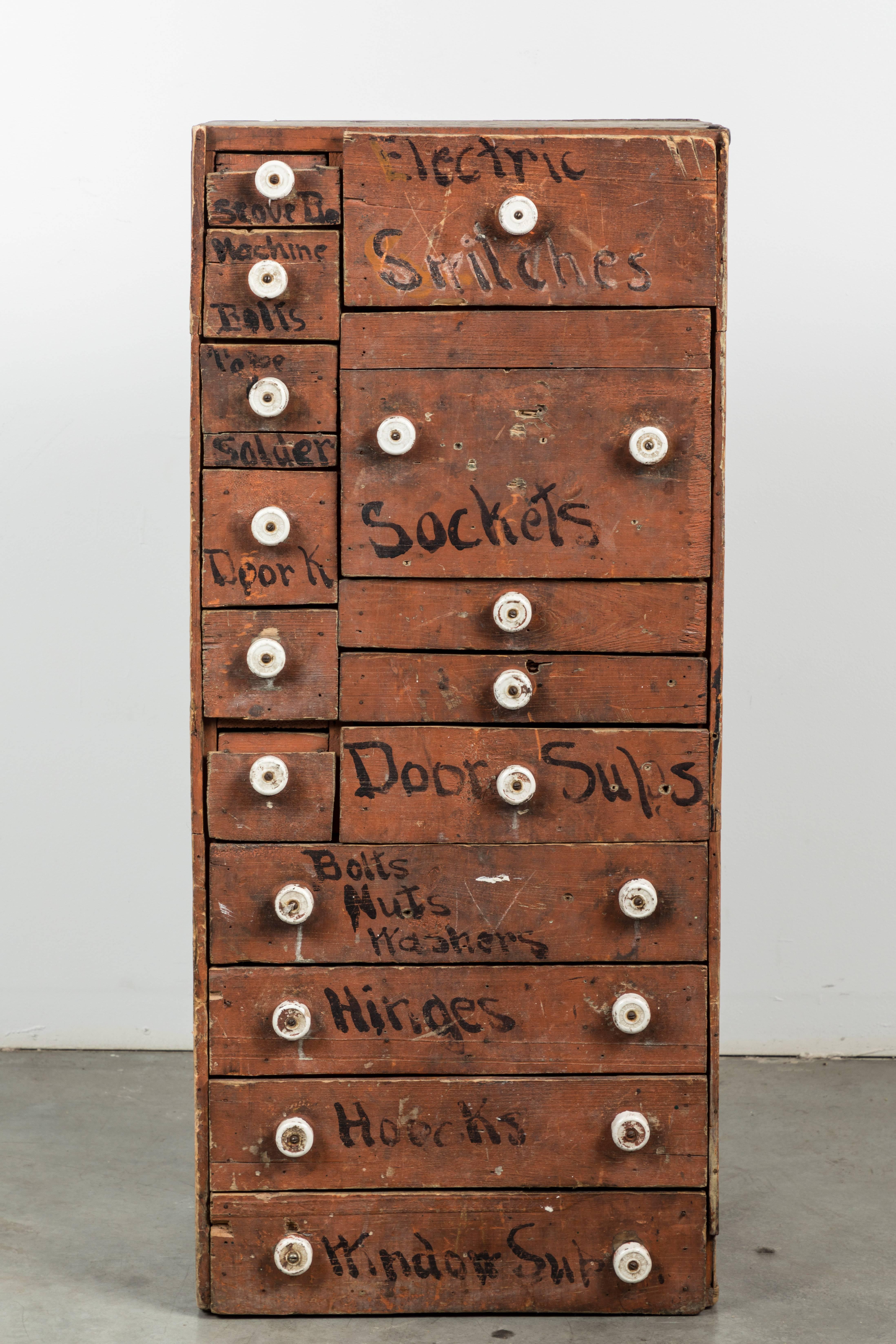 20th Century General Store Hardware Cubby Apothecary Bins Found in the Midwest, circa 1900