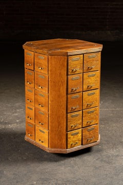 c. 1900 Oak 40-Drawer Revolving Parts Cabinet