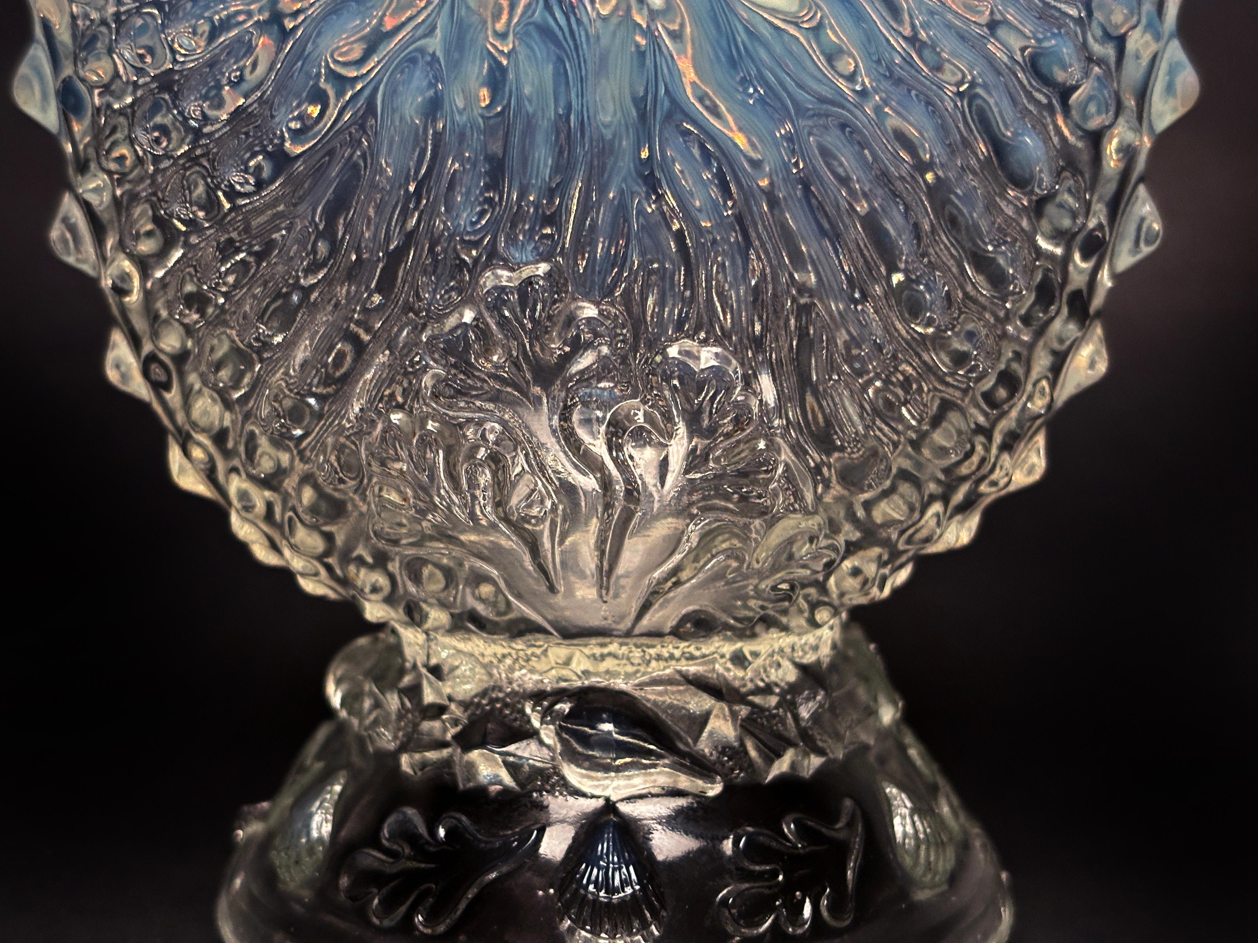 Opalisierende Nautilus-Zuckerschale von Northwood, um 1900 im Angebot 5