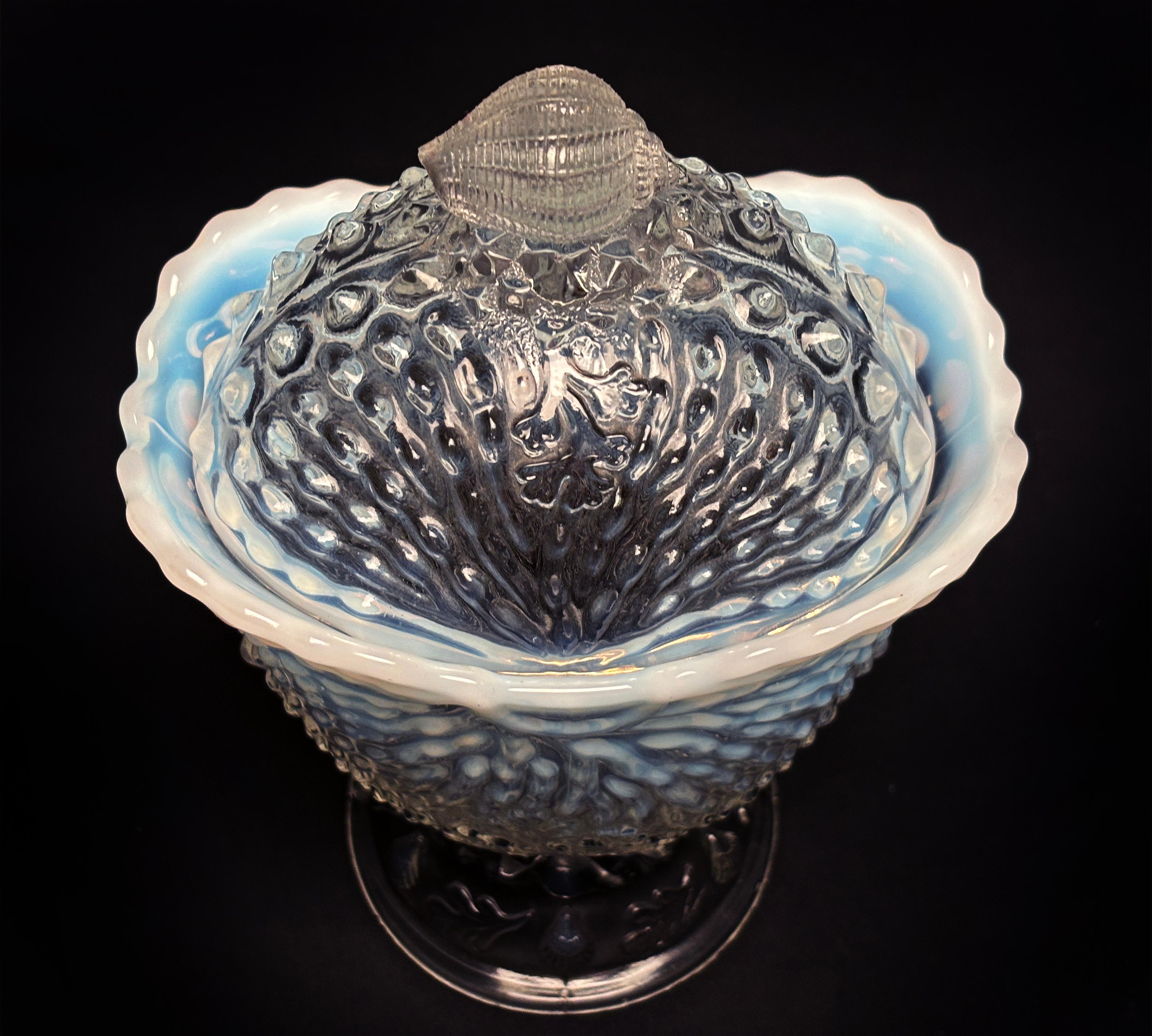 Opalisierende Nautilus-Zuckerschale von Northwood, um 1900 (Art nouveau) im Angebot