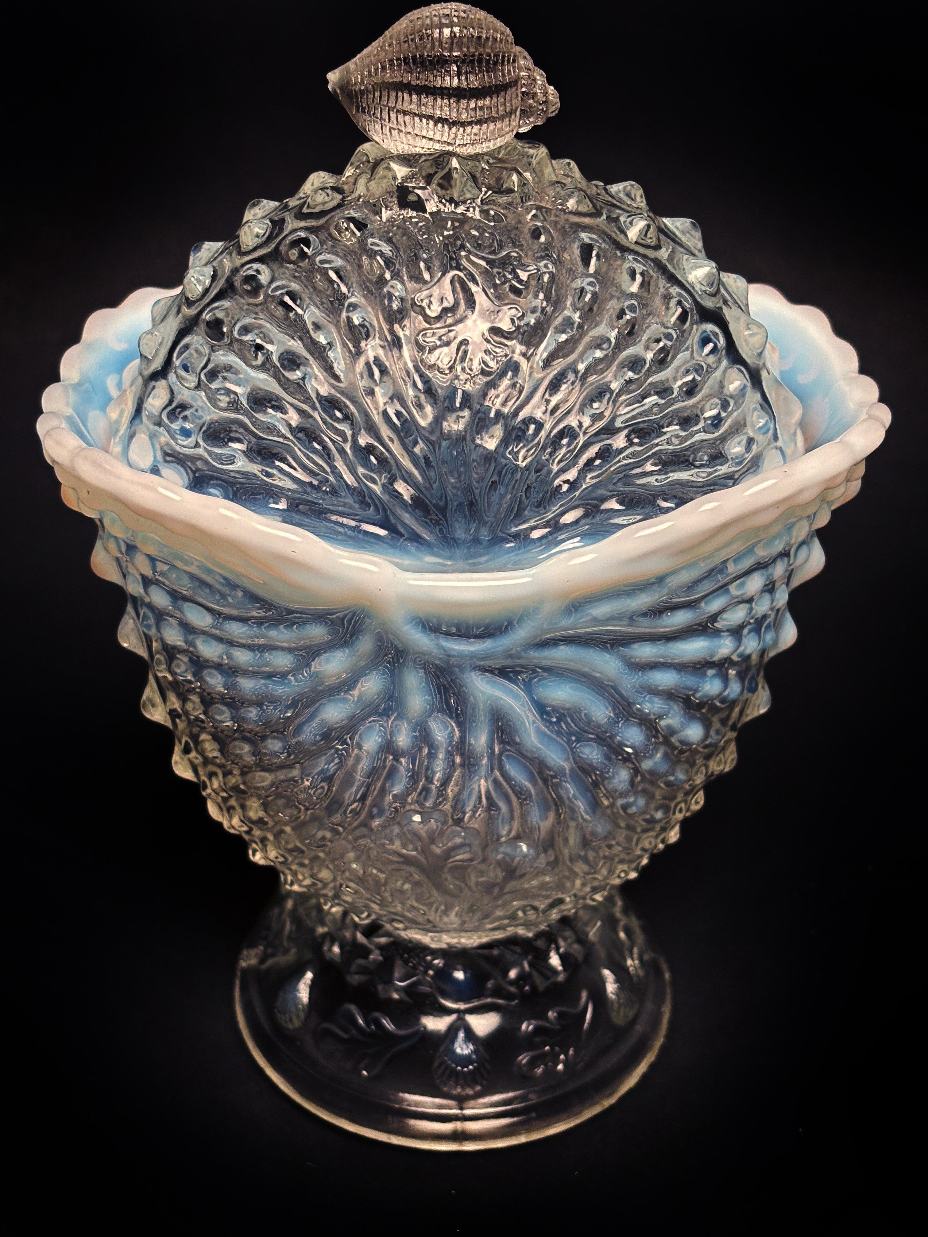 Opalisierende Nautilus-Zuckerschale von Northwood, um 1900 im Angebot 2