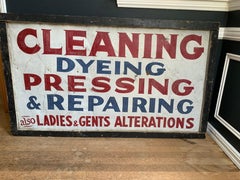 Antique c 1900 Rhode Island Factory Hand Painted Laundry Sign Double Sided
