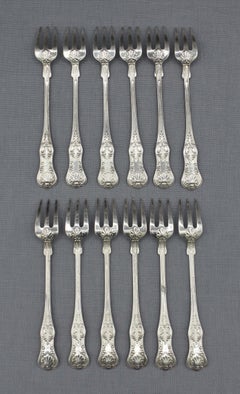 c. 1900 Set of 12 Sterling Silver Seafood Forks by Dominick & Haff