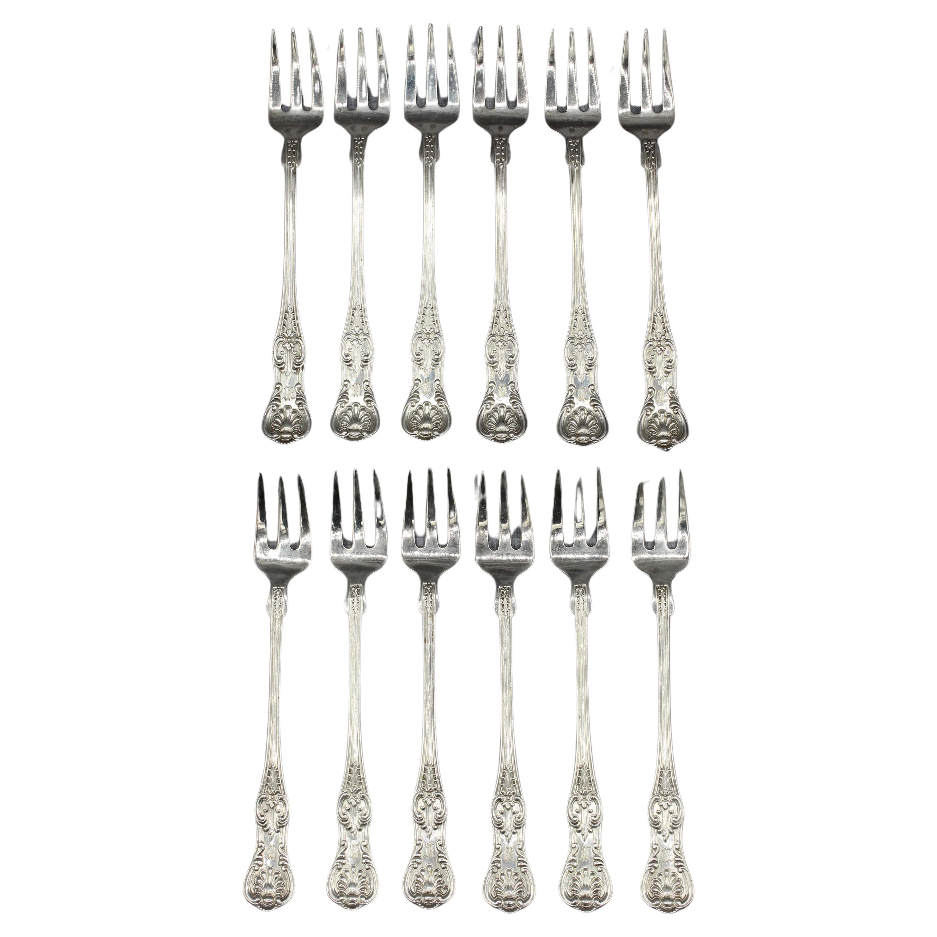 c. 1900 Set of 12 Sterling Silver Seafood Forks by Dominick & Haff For Sale